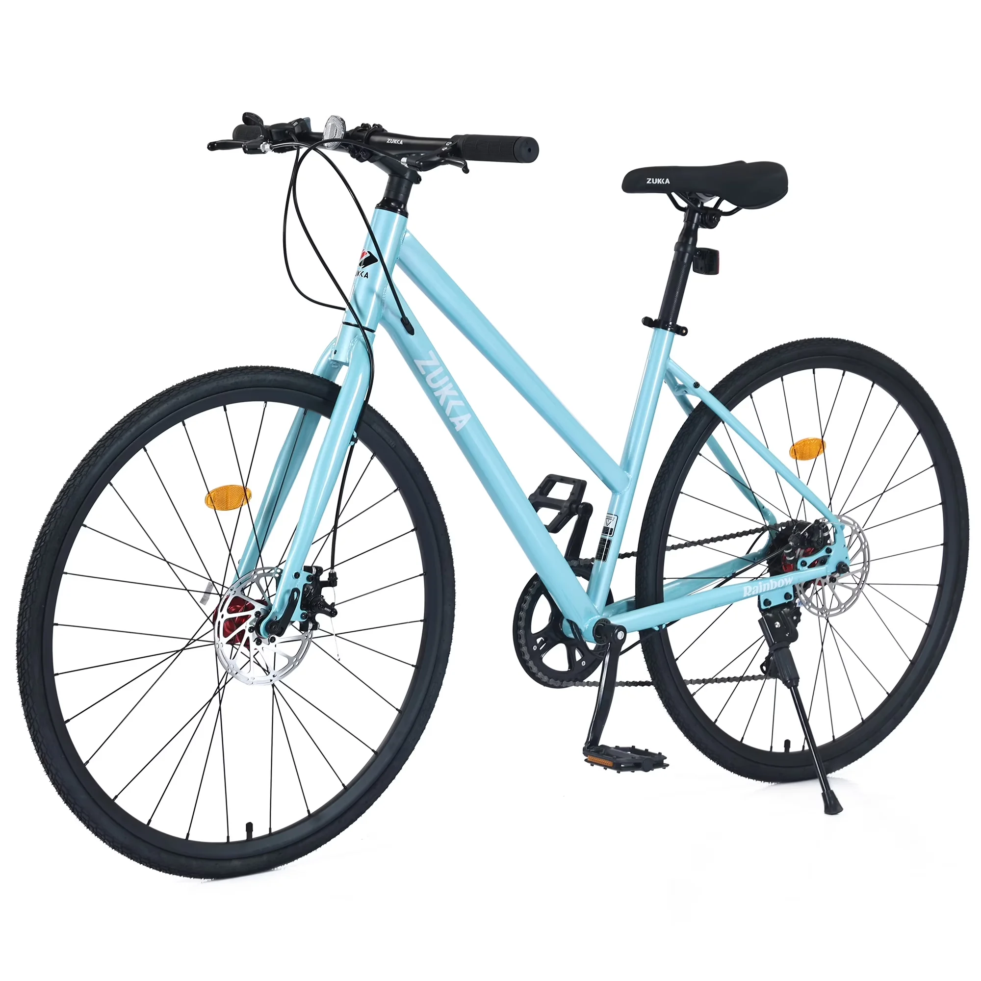 Road Bike Durable with Adjustable Speed, Lightweight, 700C Hybrid Bikes - Blue Model E6B6B3