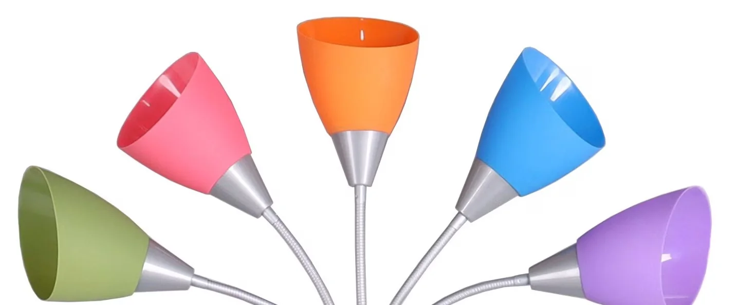 Modern Floor Lamp with LED, Multi-Head Lamps, Multi-Color 5 Light - Silver Plastic Model 7E7F55