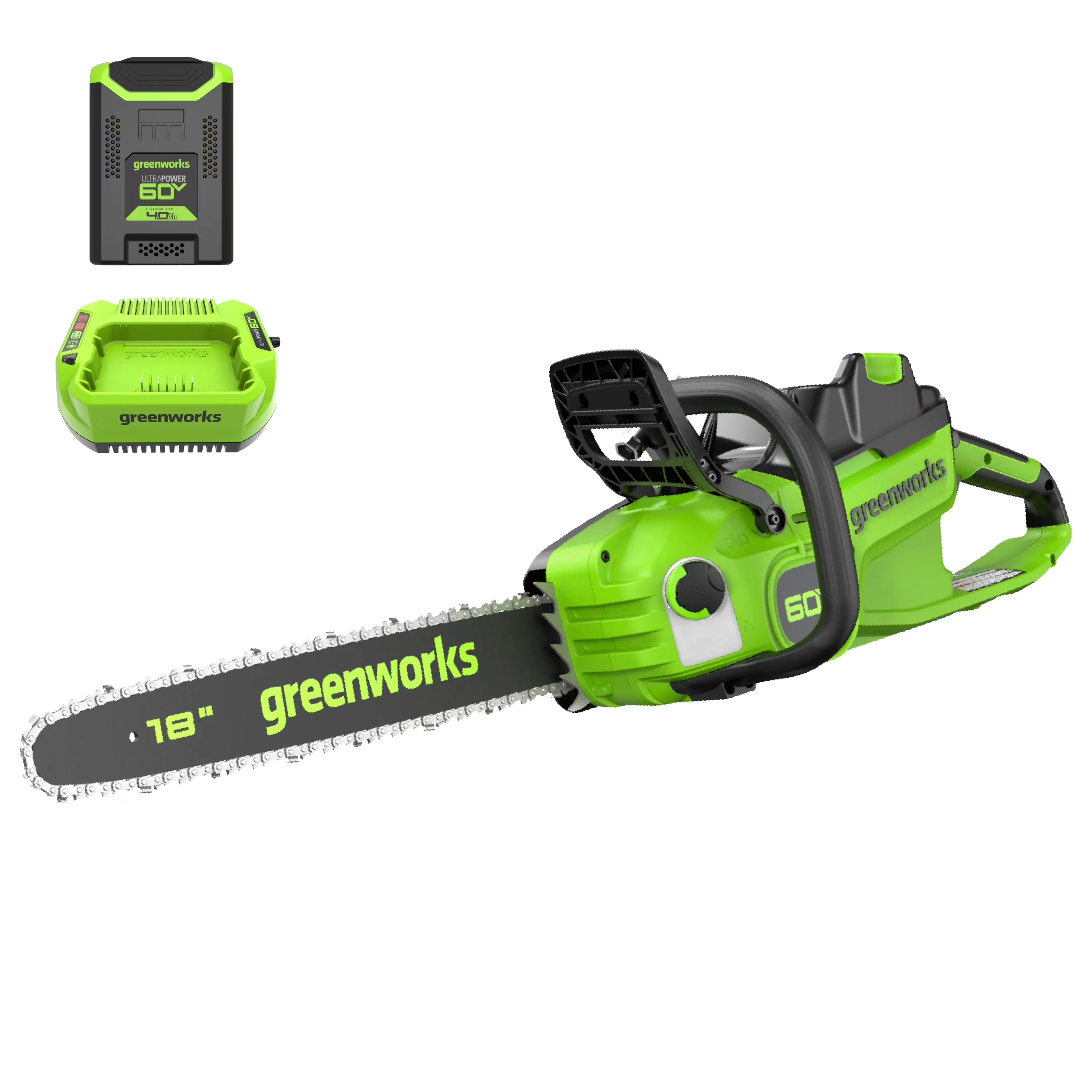 Versatile Chainsaw with Battery, 60V, 60V 18" 2.0kW Brushless - Green - Low Maintenance Model FD760B