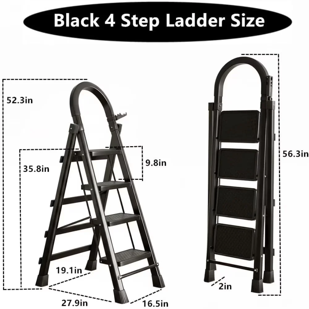 Quality Ladders And Step Stool with Foldable, Anti-Slip - Steel Black for Office Model 11D3E5