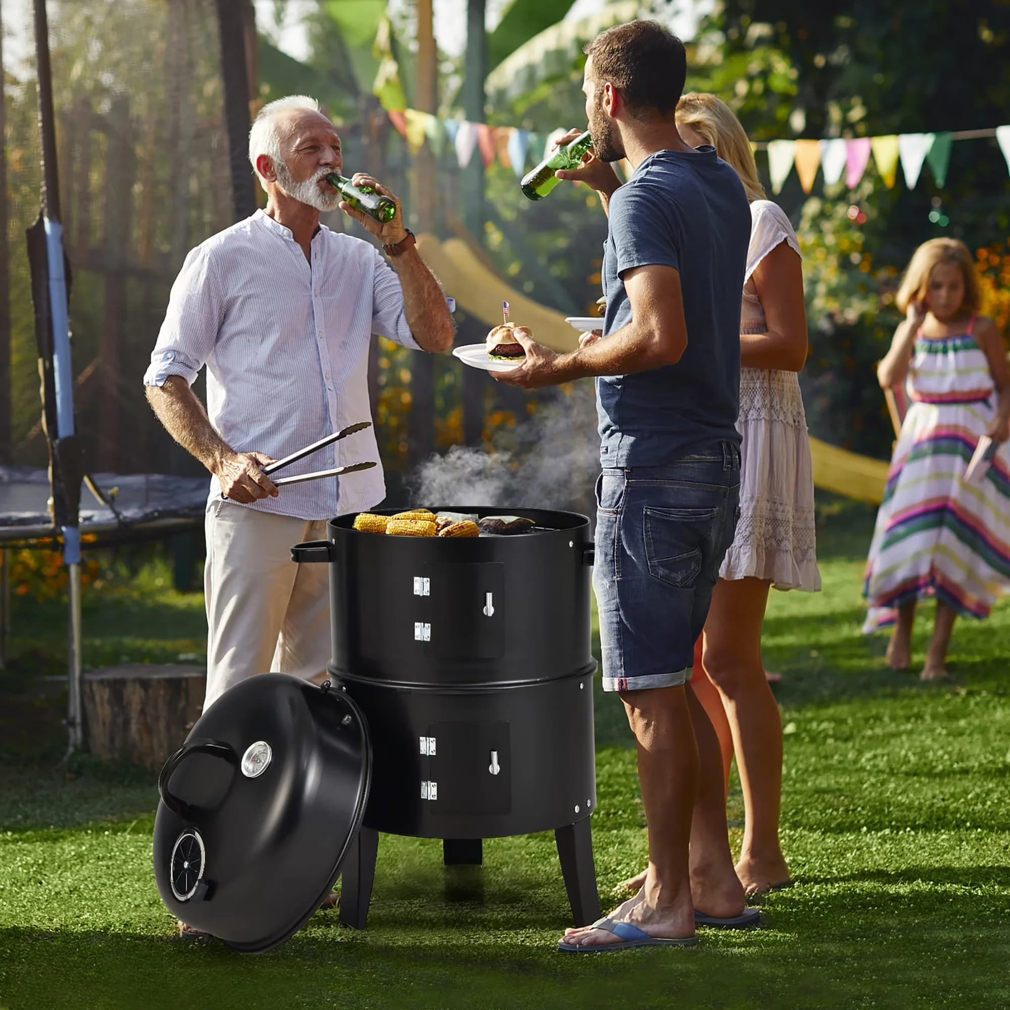Combo Grill Compact with Portable, Detachable 2 Layer - Steel, Porcelain Enamel Model 26D02A