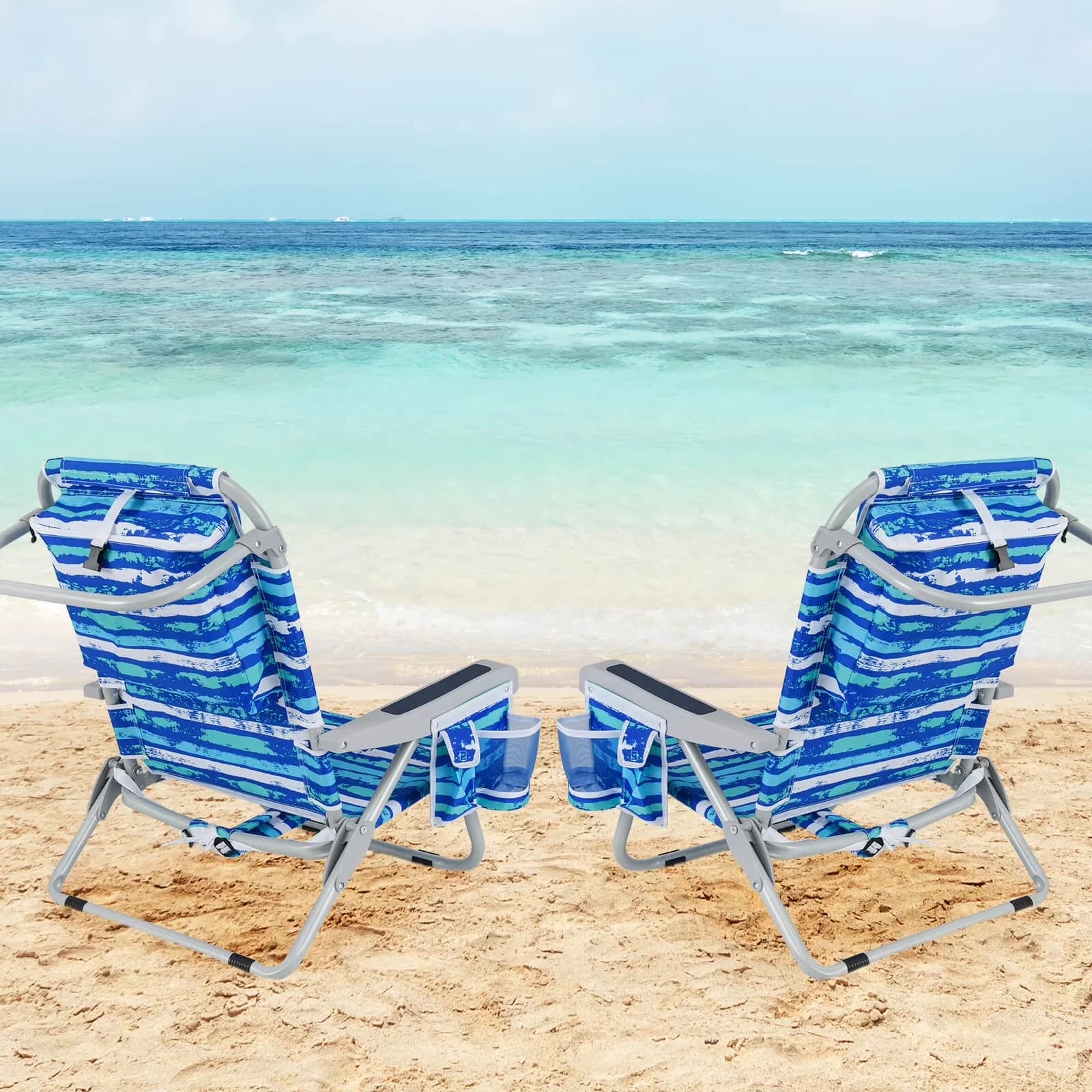Beach Chair Professional with Adjustable, Folding, Storage Bag Navy - Aluminum, Oxford Fabric Navy Model C3DCE0