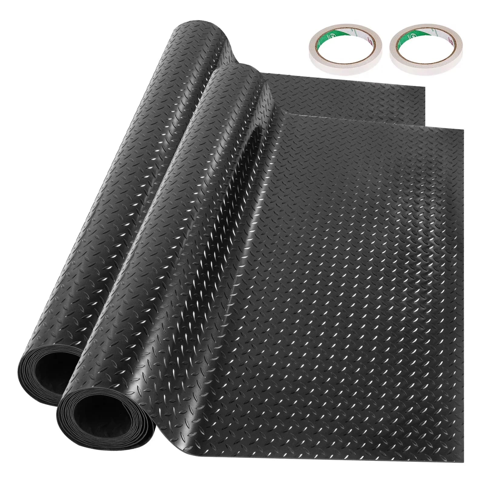 Durable Grey Vinyl Flooring Vinyl Plank Flooring with Water-Resistant - Black 14.7' x 3.6' for Car Model 1CD720