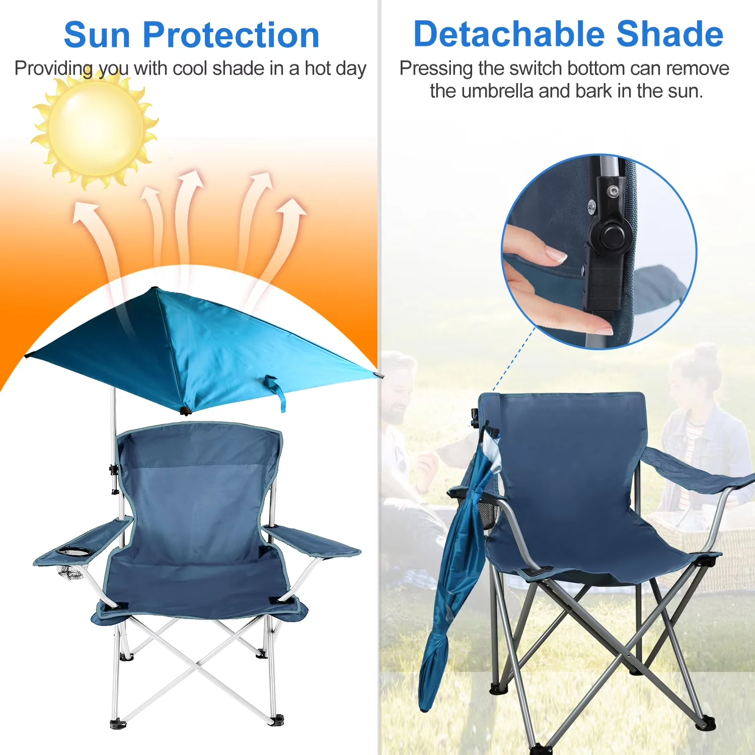 Modern Beach Chair with Rust Resistant, Weather-Resistant - 600D Oxford Fabric, Paint-Drying Steel Tube Blue Model 476310