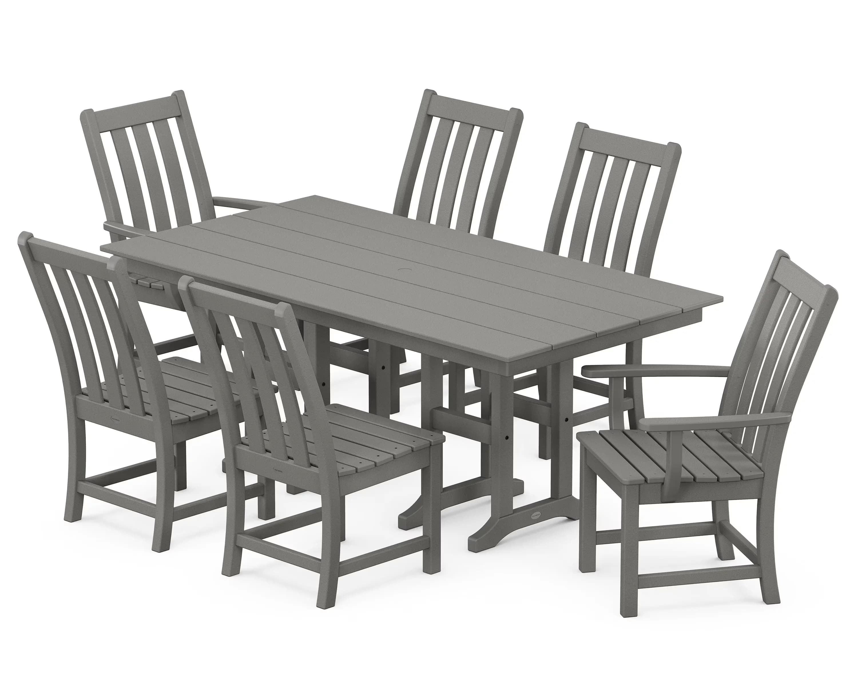 Patio Dining Set Innovative with Farmhouse, Slate Gray, Vineyard 7-Piece Farmhouse Plastic - Gray Plastic Model 65280C
