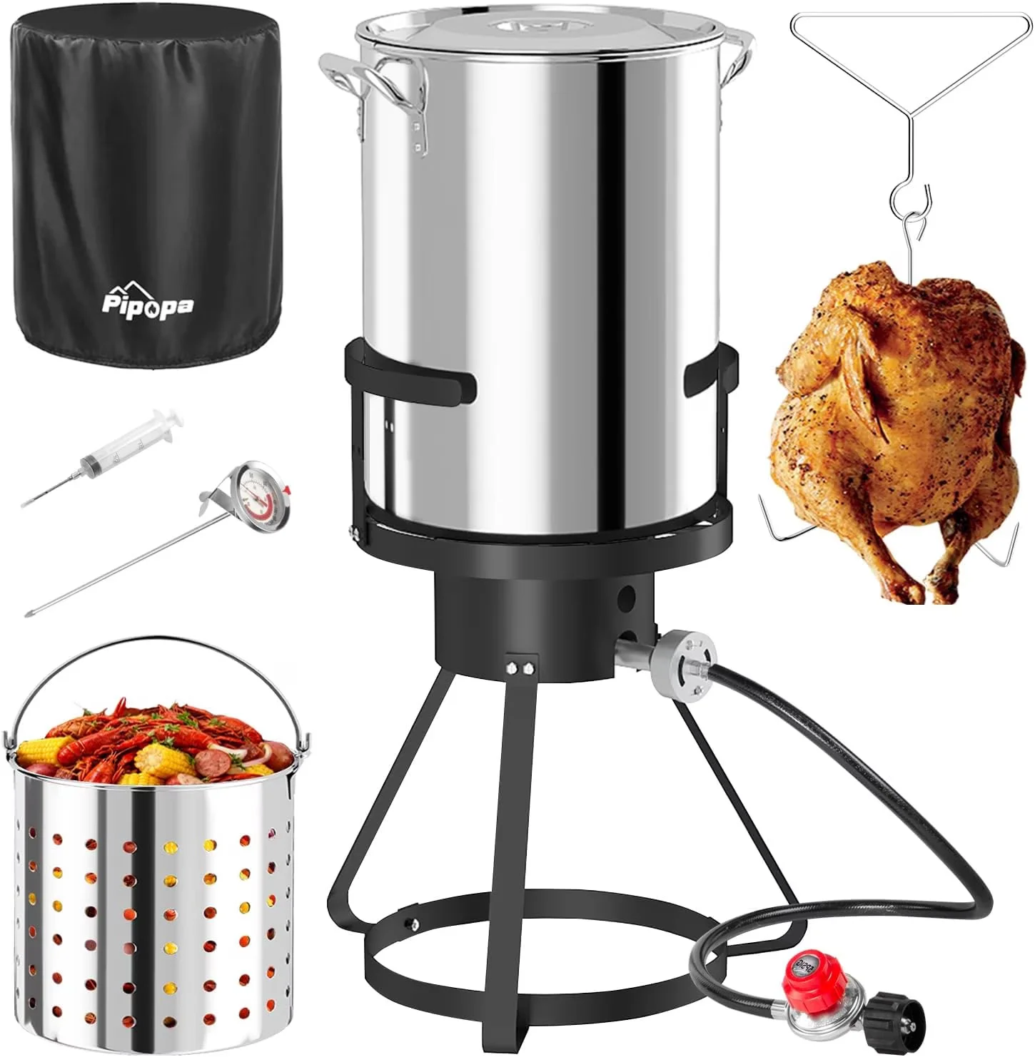 Essential Outdoor Fryer with 50000 BTU, 30QT Stainless Steel Turkey - Stainless Steel Model D26936