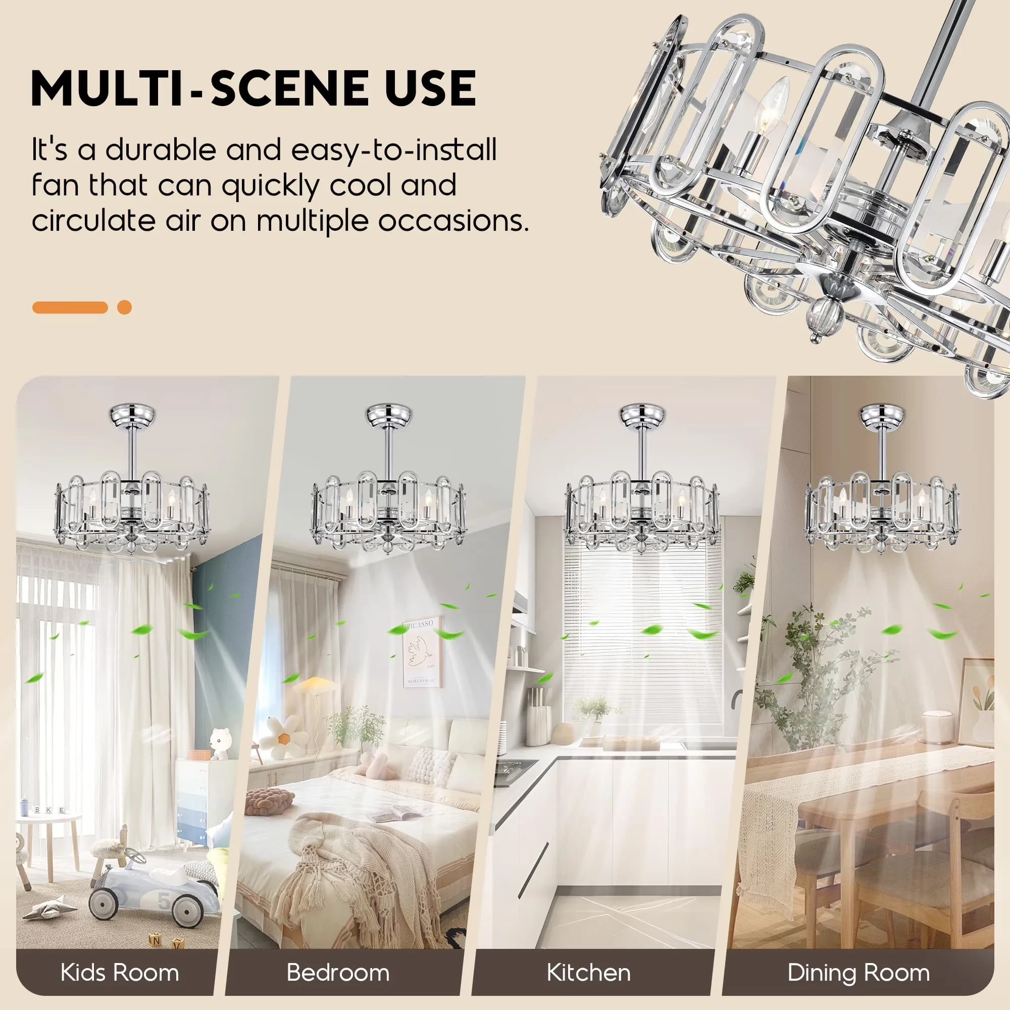 Stylish Ceiling Fan with Incandescent, Modern, Light - Silver Metal - Built to Last Model 065832