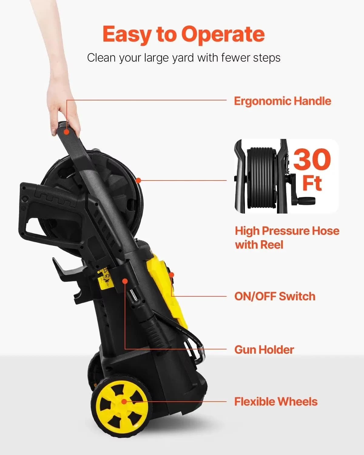 Pressure Washer Stylish with Quick Connect Tips, Driveways, Electric - 30 ft Model CC1BEA