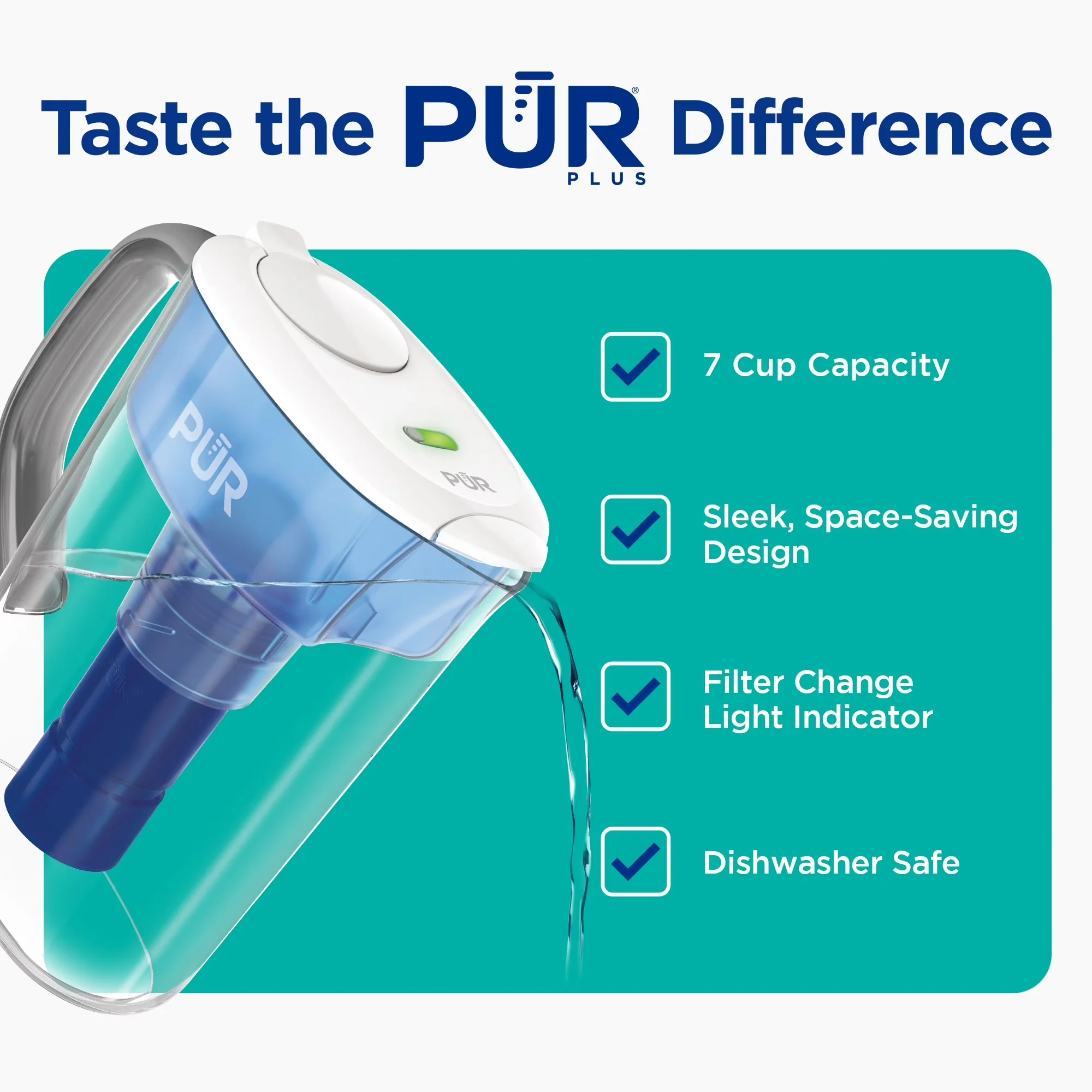Water Filtration Durable with Alarm, W 9.6" x H 10.1" x L 4.5", White - Plastic Blue Model 1EFFB6
