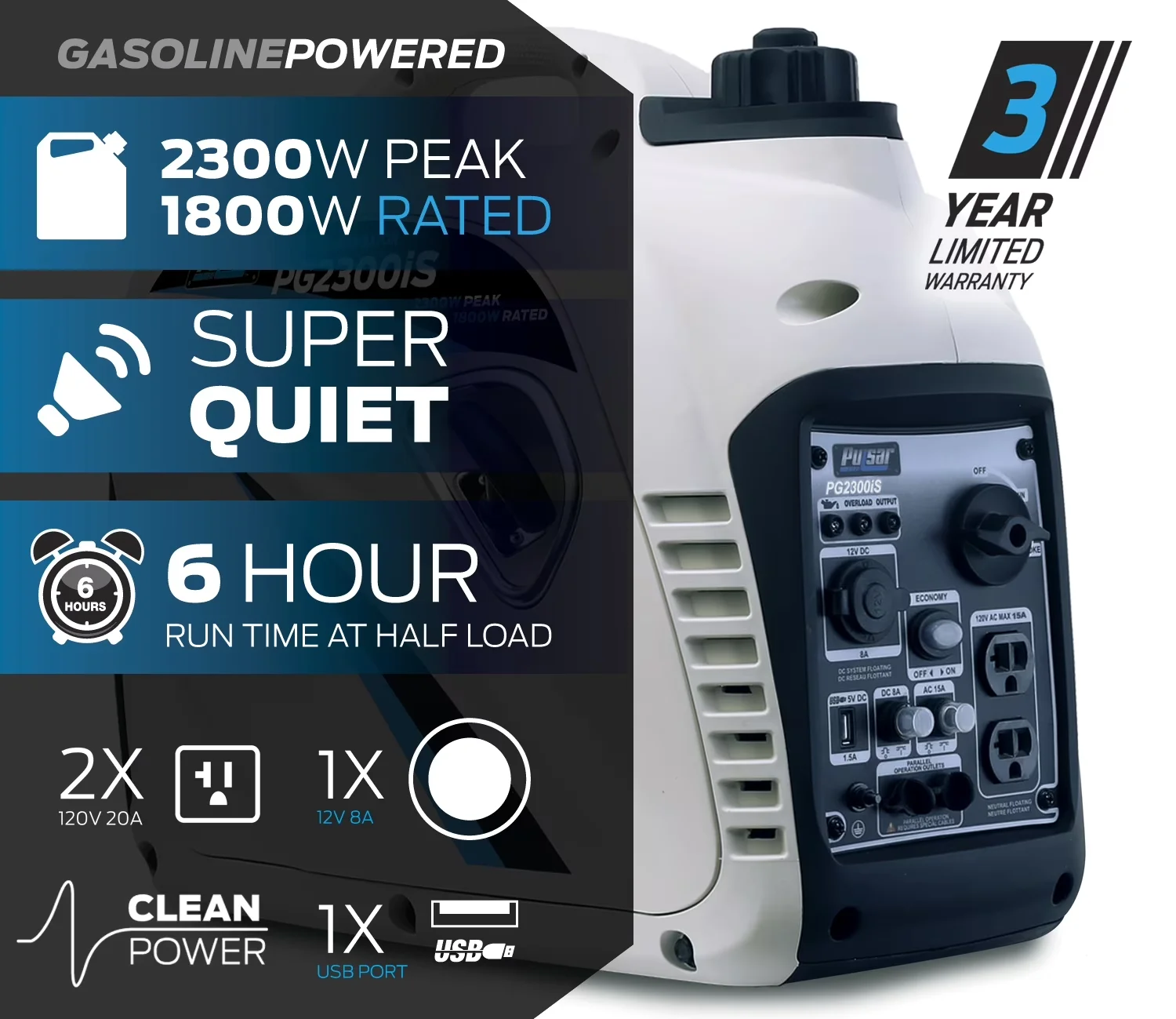 Essential Generator with 2300W, Low Oil Shutdown, On Indicator Light - 2300 Model A06B06