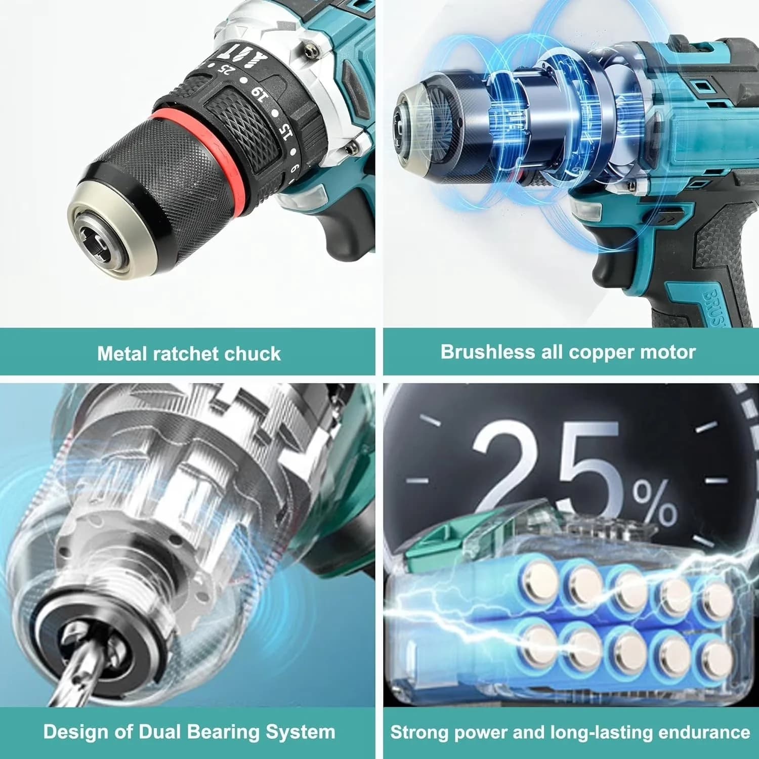 Compact Drills Driver with Battery, 21V, Adjustable - Blue 13 mm - Modern Design Model 979A39