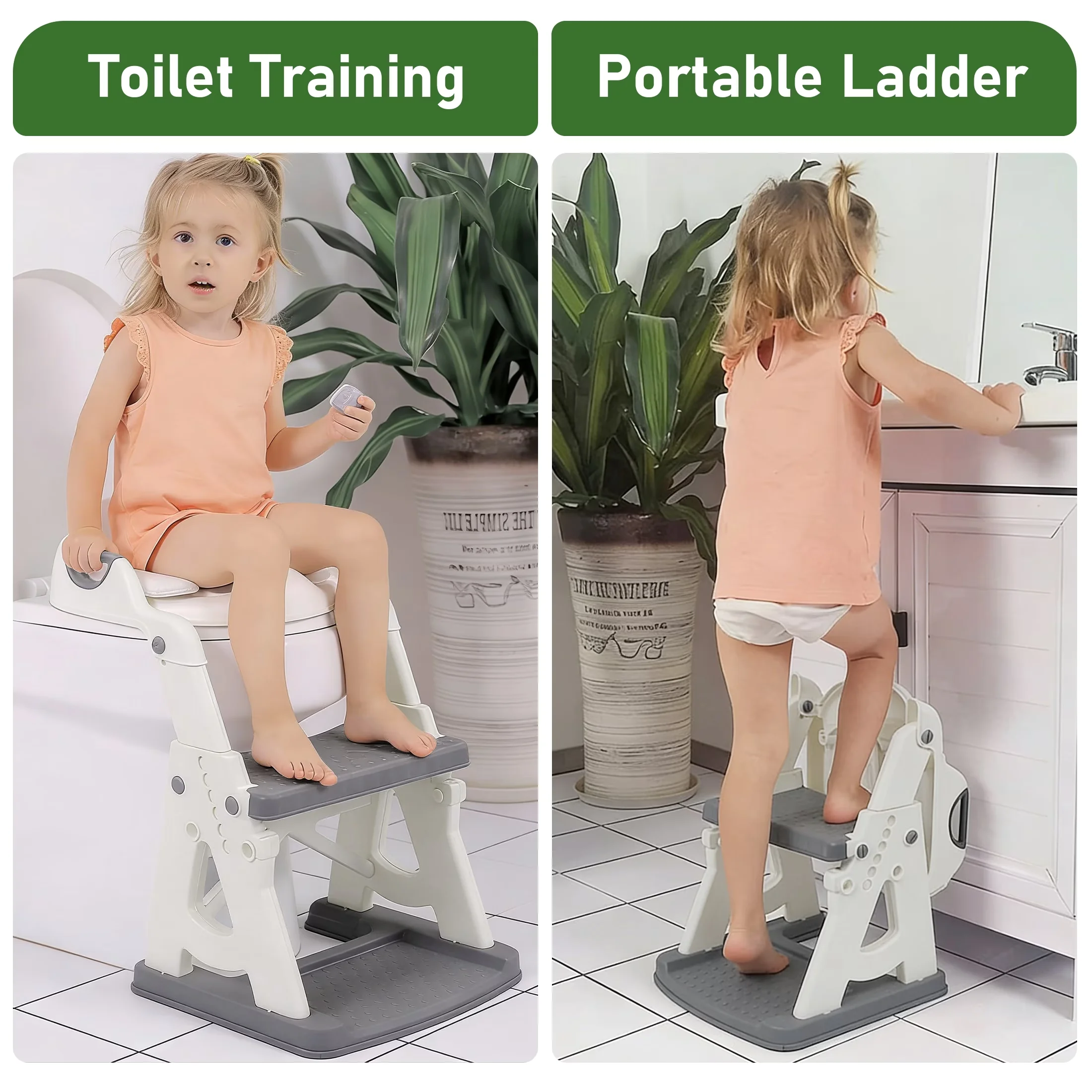 Premium Toilet Seats And Lid with Waterproof, Adjustable Height 15-17 Inch - Gray Model D2BB2C