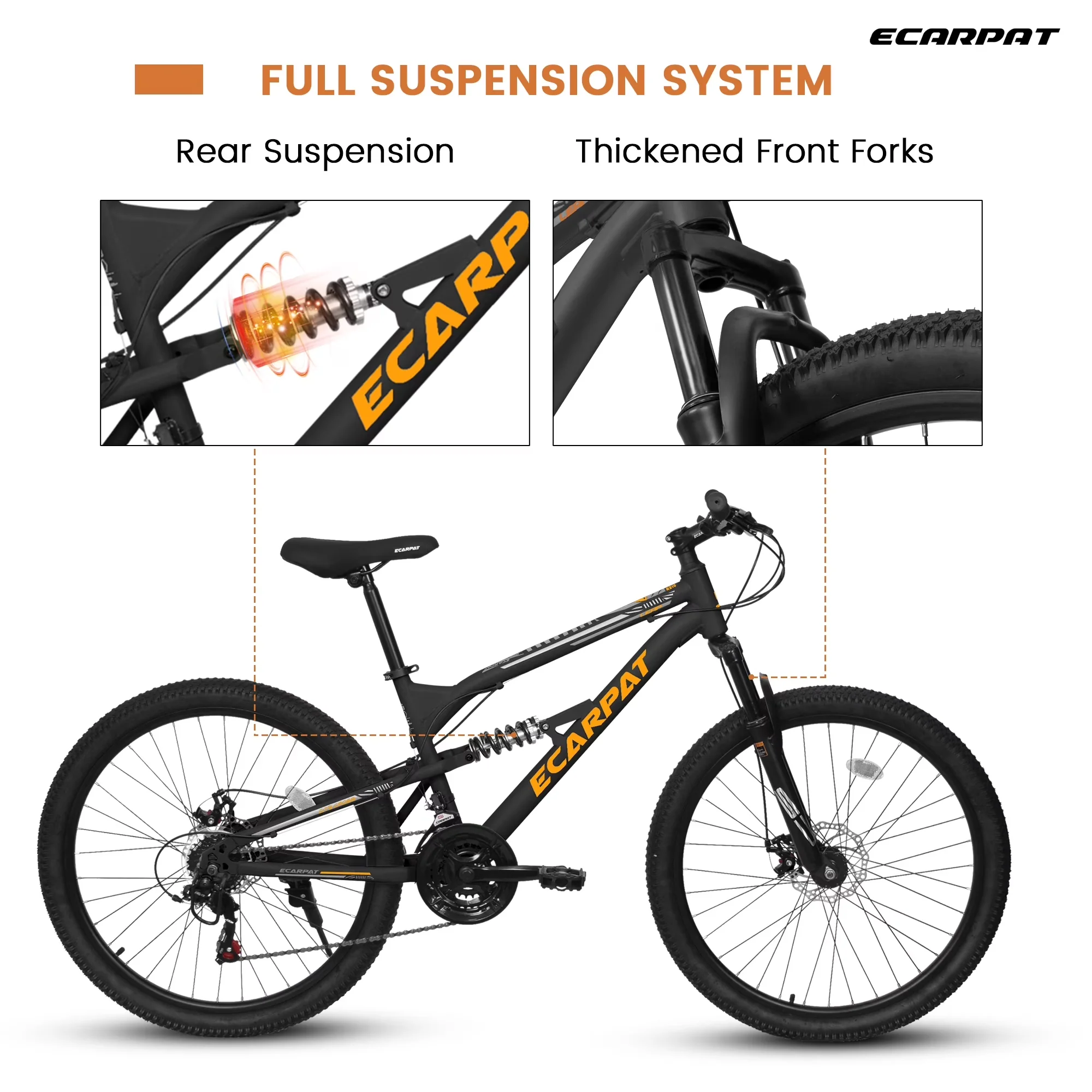 Kids Bike Modern with Adjustable Seat Height, Wheel Size: 24/26 Inches - Orange Model 3C554F