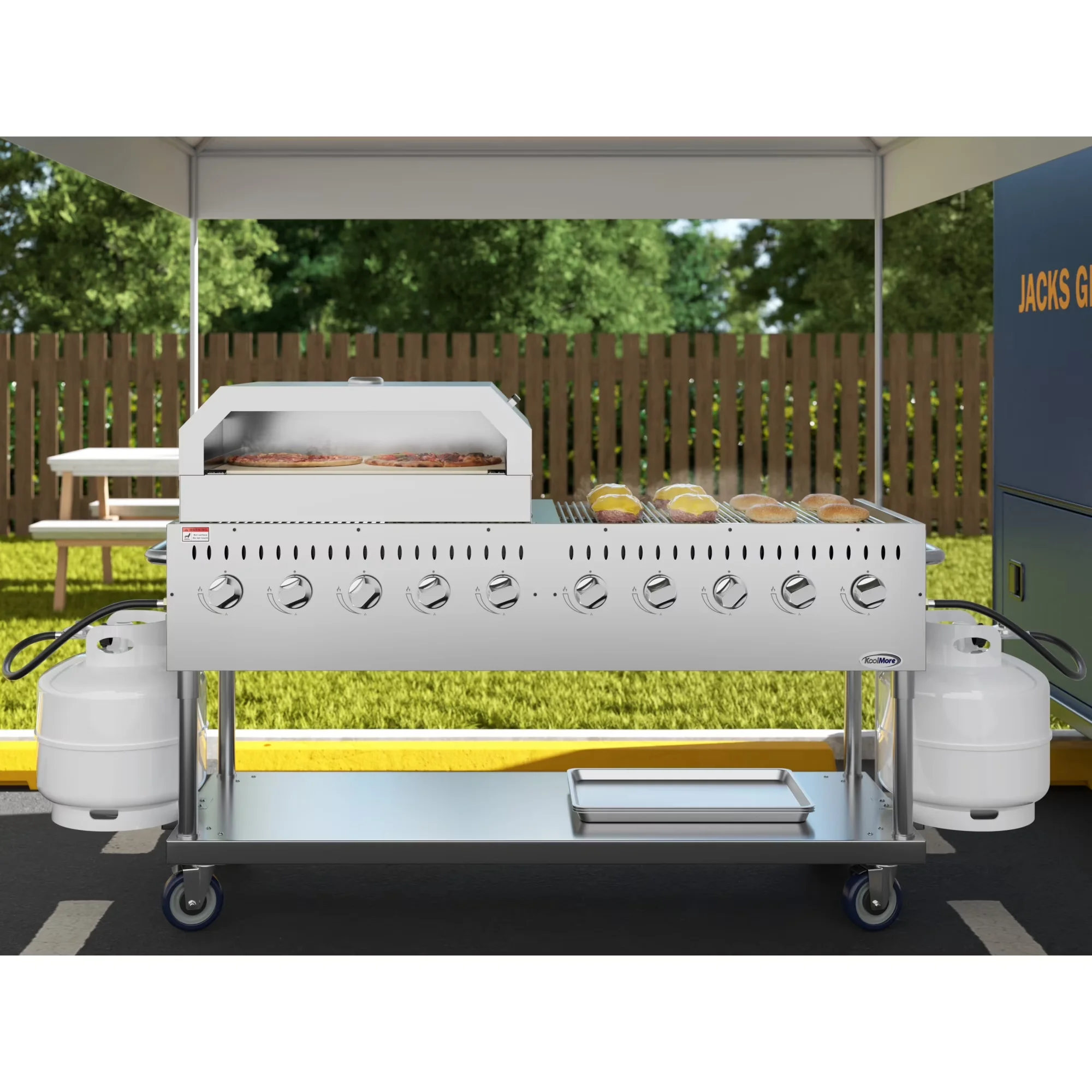 Efficient Gas Grill with 36 in. Pizza Oven in Stainless-Steel (), 72 in. Commercial Outdoor Propane - Stainless Steel Stainless Steel Model 778C7A
