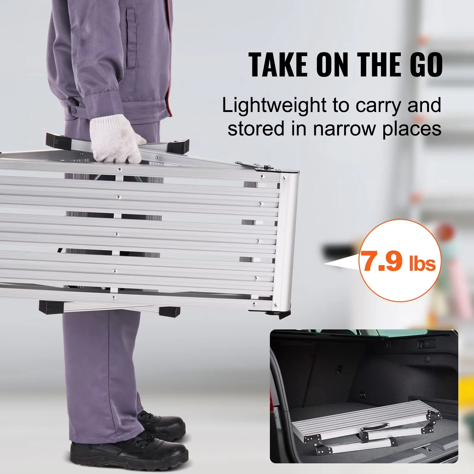 Classic Toolstorage with Heavy-Duty, Aluminum Drywall Stool Ladder, Ideal - Aluminum Silver Model 07A38B