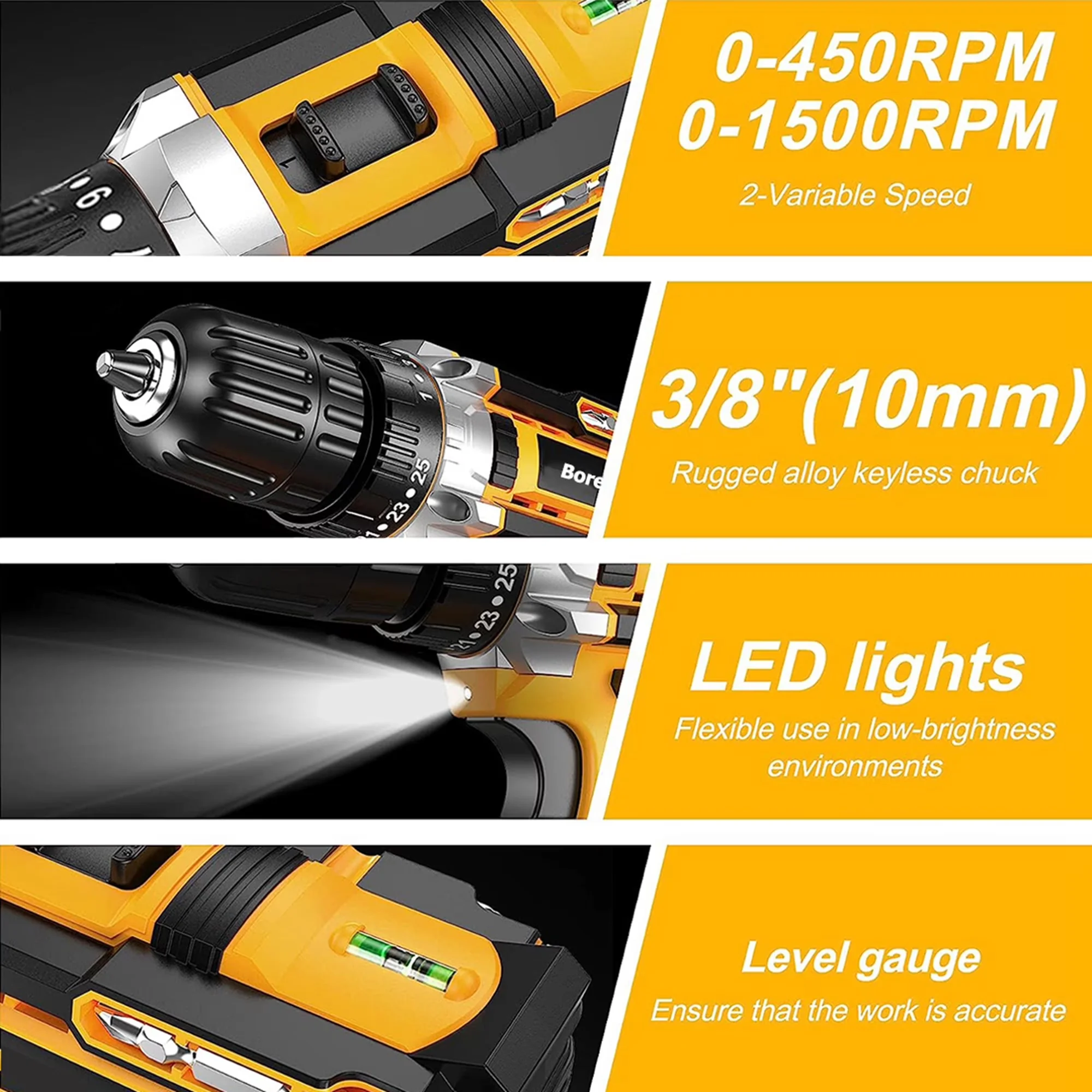 Quality Drills Driver with Battery, 21V, 21V Cordless Drill - Sleek Profile Model C84483