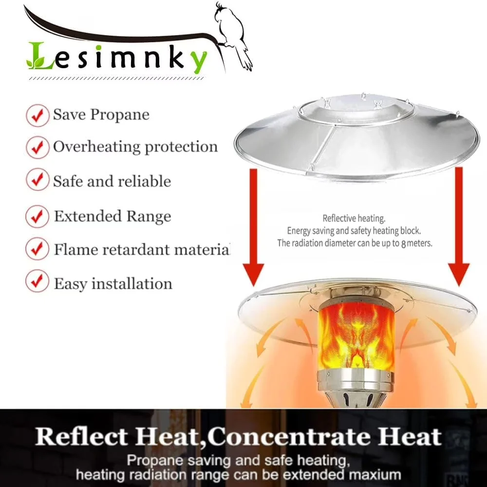 Outdoor Heating Quality with Heat Shield, Patio Heater Reflector Shield - Silver for Outdoor Model F6664F