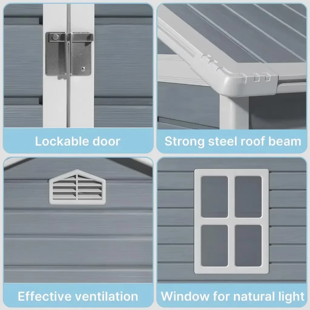 Versatile Shed with Uv Resistant, Lockable Door, Waterproof - Gray Stainless Steel, Polypropylene, Resin Model 5876A1
