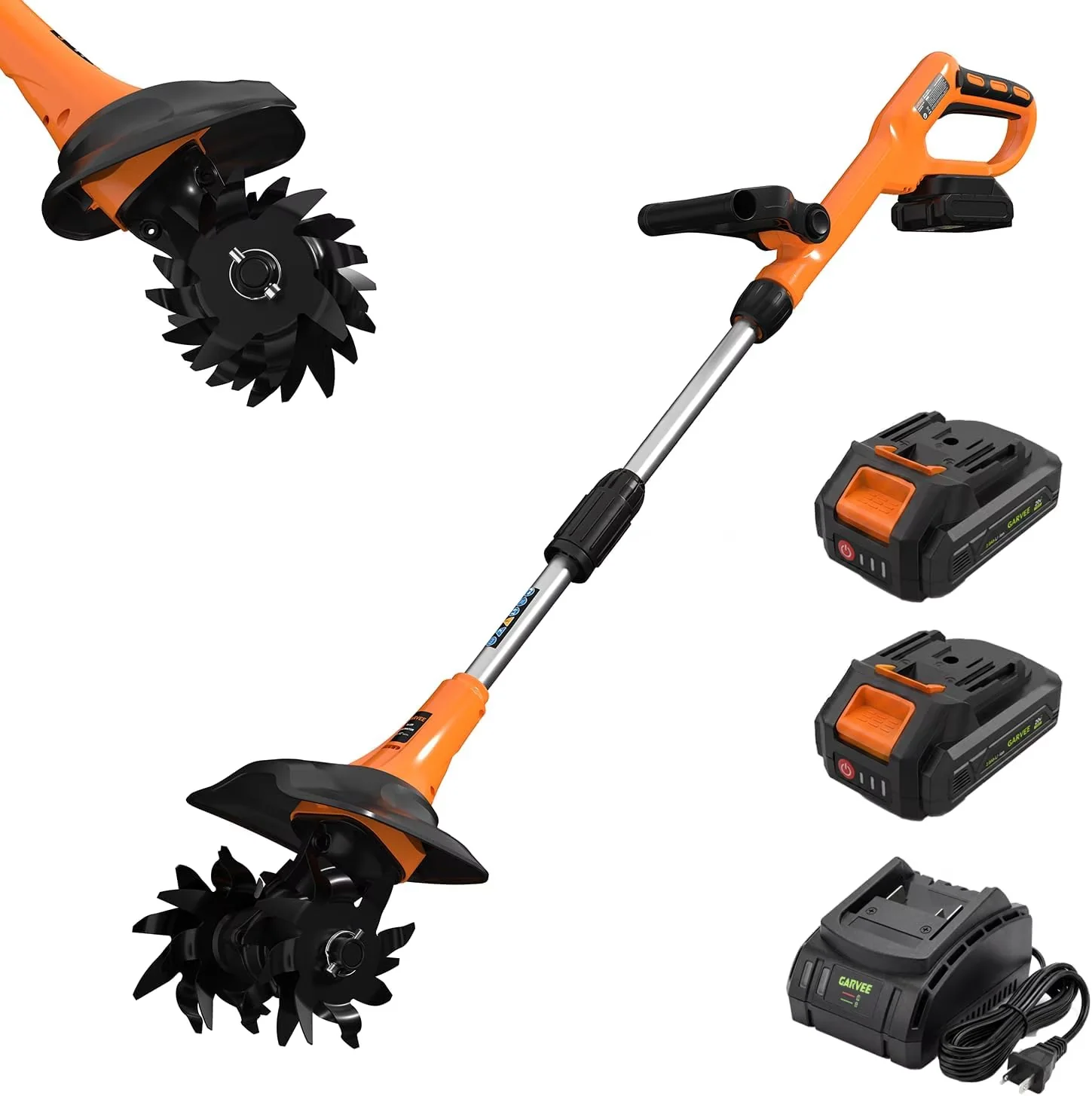 Compact Trillers Cultivator with 2 * 2.0Ah Batteries & Charger, Lightweight Rototiller - Model 441050