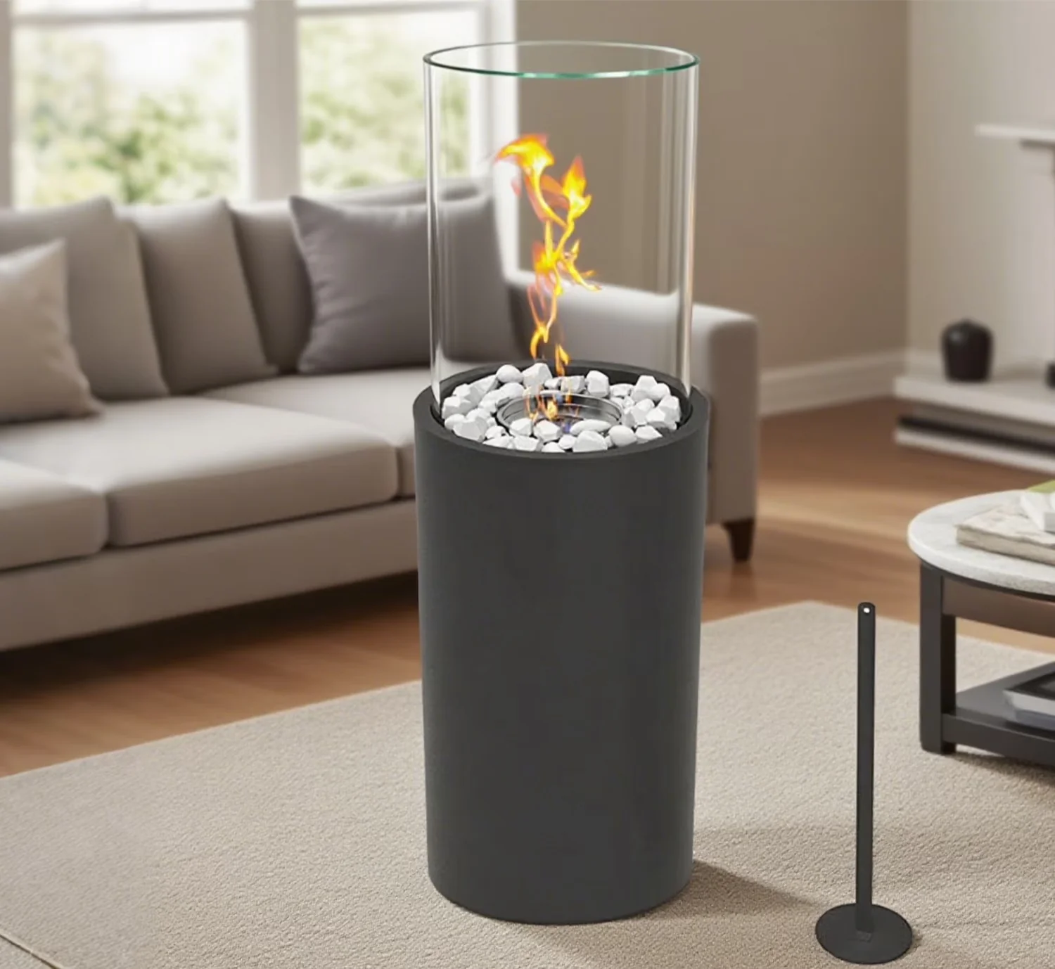 Outdoor Heating Reliable with Portable, Large Standing Fire Pit - Metal,Glass Black Model 3CA43B
