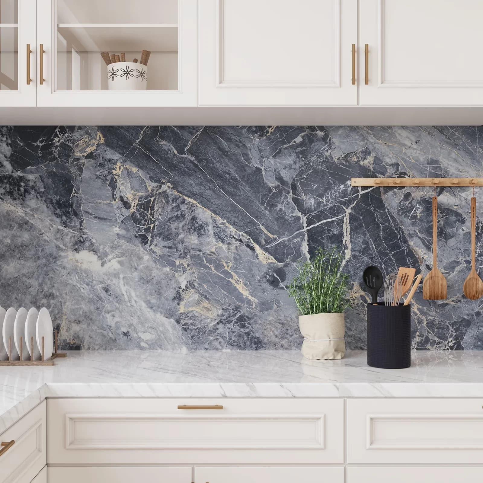 Wallpaper Premium with Removable, 【Material】 : High quality vinyl - Vinyl Blue for Kitchen, Bathroom Model 5949EE