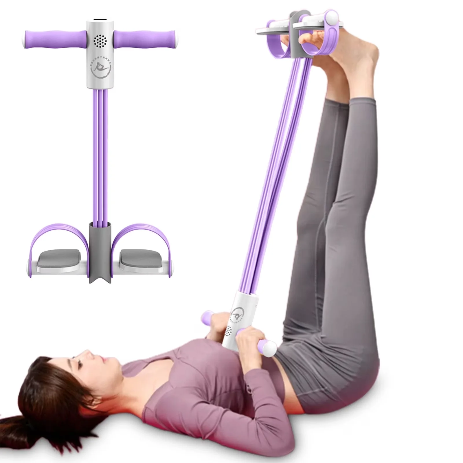 Home Gym Premium with Resistance Bands, Handles, Stirrup Puller - Nbr Foam Purple Model DE344C