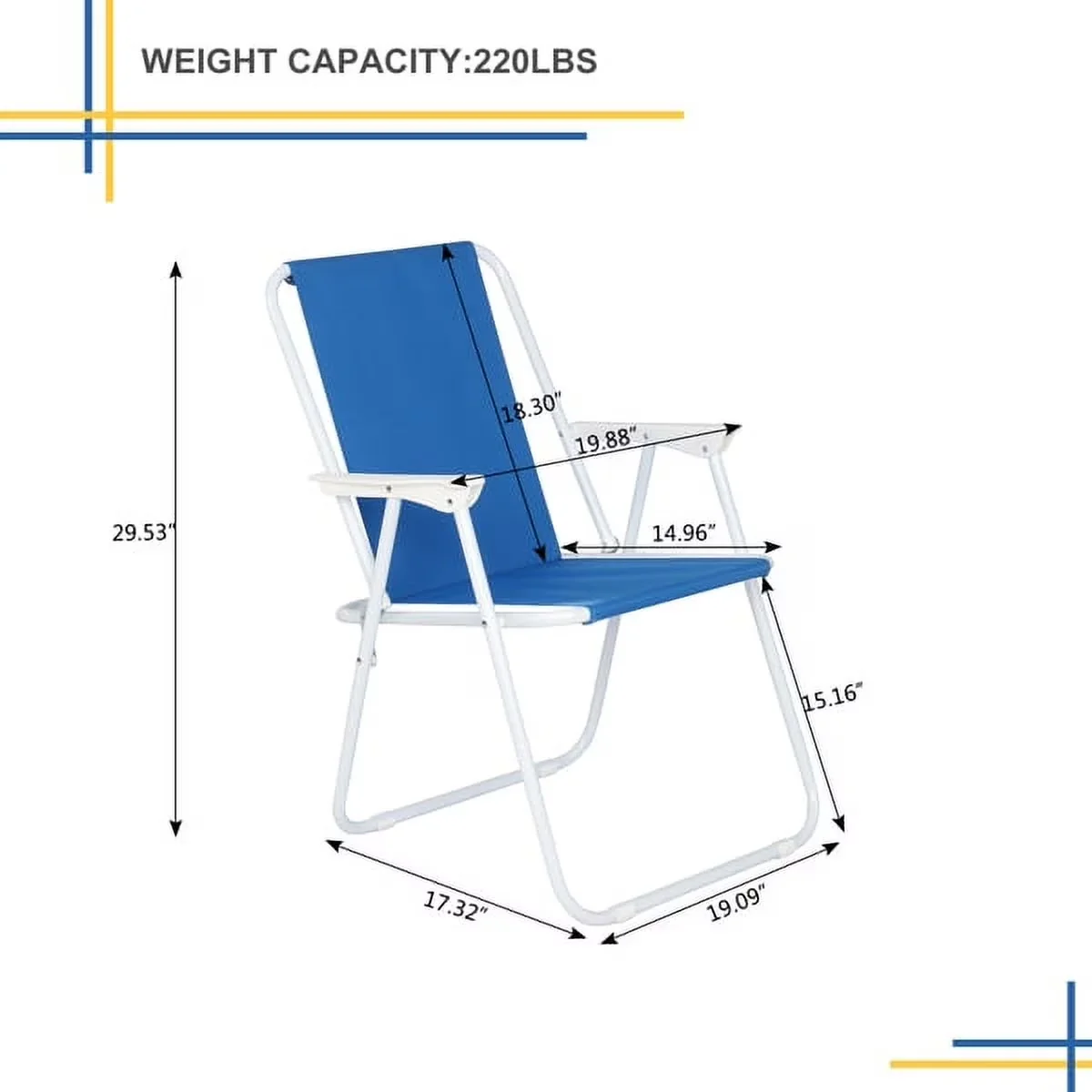 Premium Beach Chair with Portable, Foldable, Gray Arms - Blue Oxford - Commercial Quality Model 148E5E