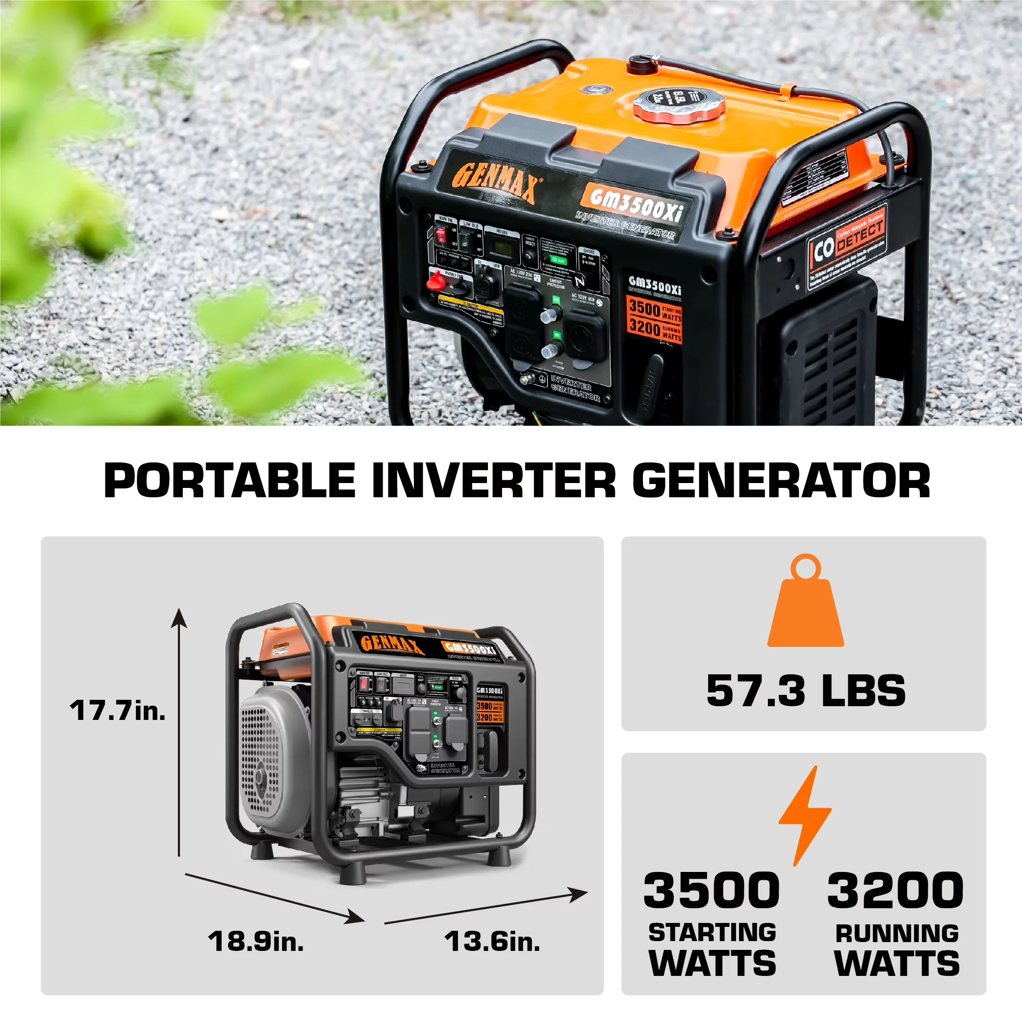 Generator Modern with Low Oil Shutdown, Fuel Type:Gasoline, EPA Compliant GM3500Xi - Model 53A7DF