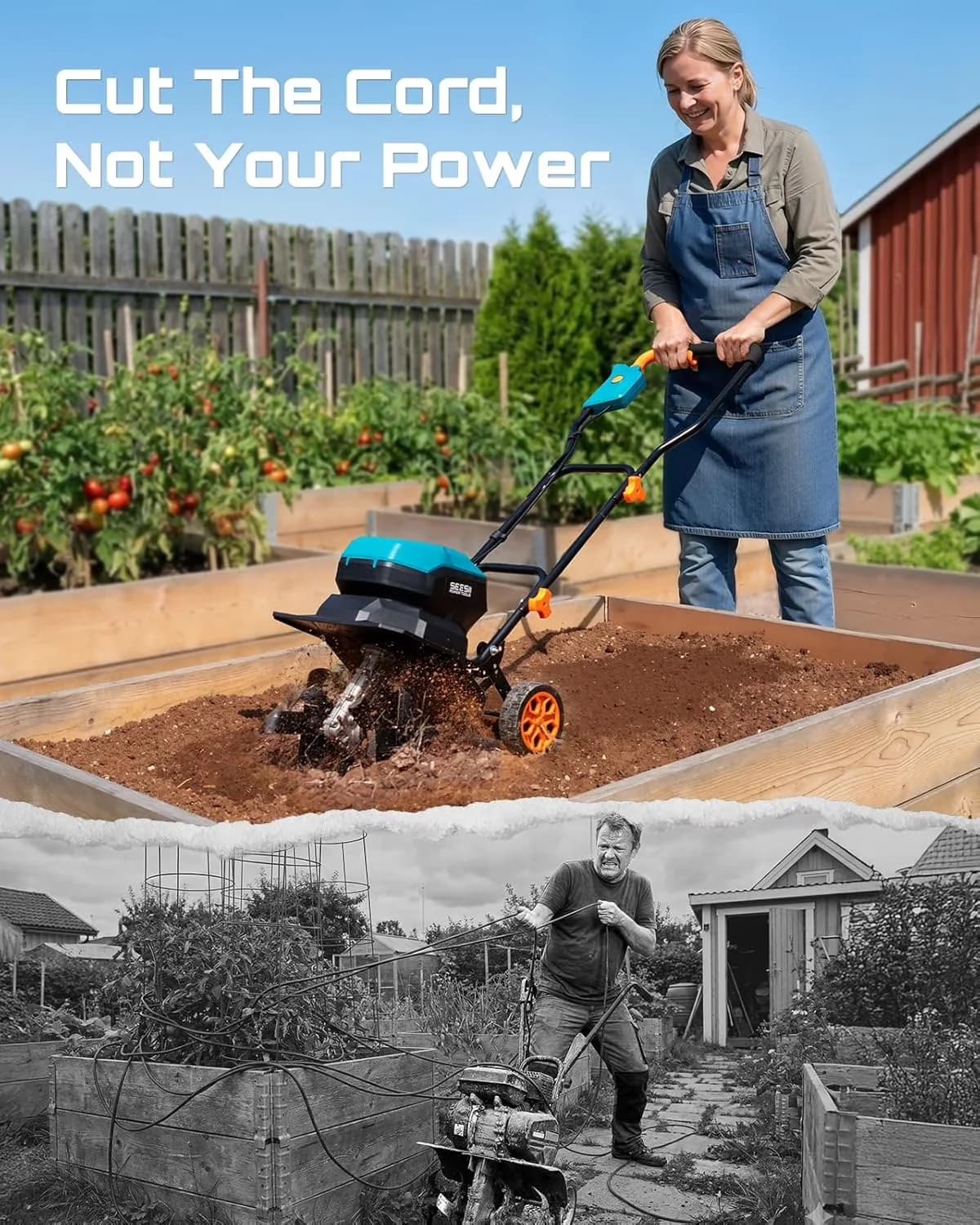 Versatile Trillers Cultivator with Battery, 40V, Battery Capacity: 2×5.0Ah - Model 54D263