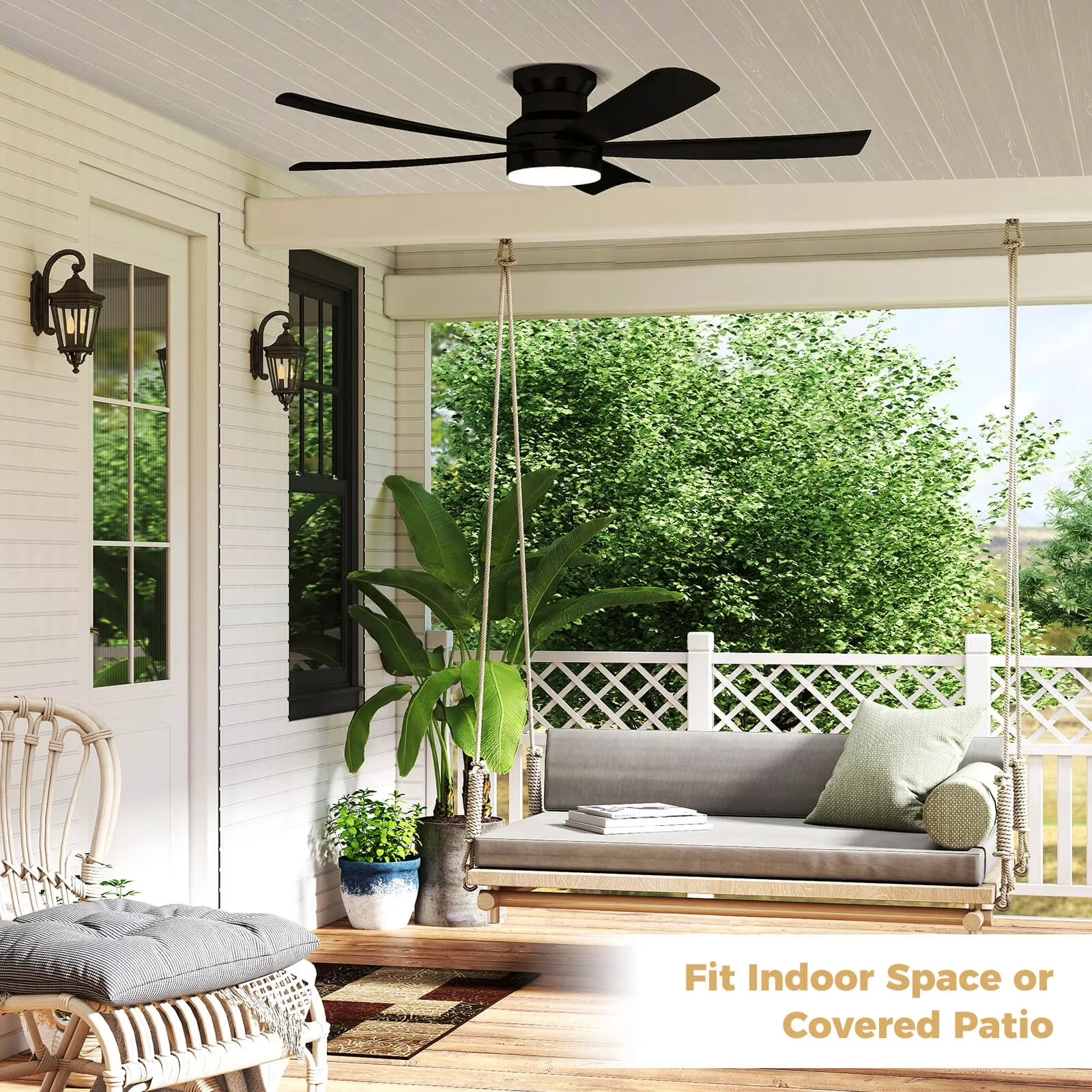 Innovative Ceiling Fan with LED, Dimmable, 52" - Black Lights - Industrial Grade Model 539EB7