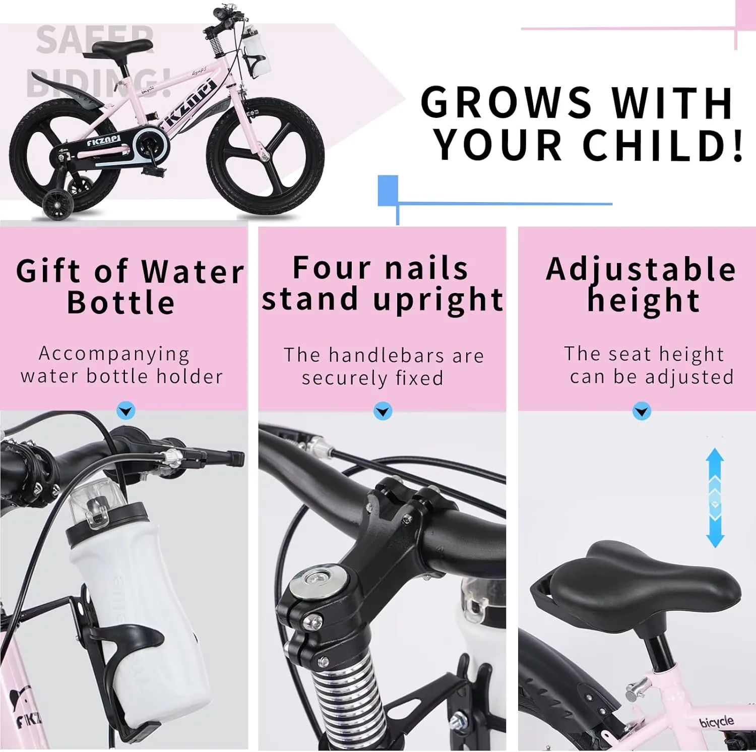 Road Bike Professional with Adjustable Seat Height, Adjustable Handlebar Height, Lightweight - Pink Model 0A543C