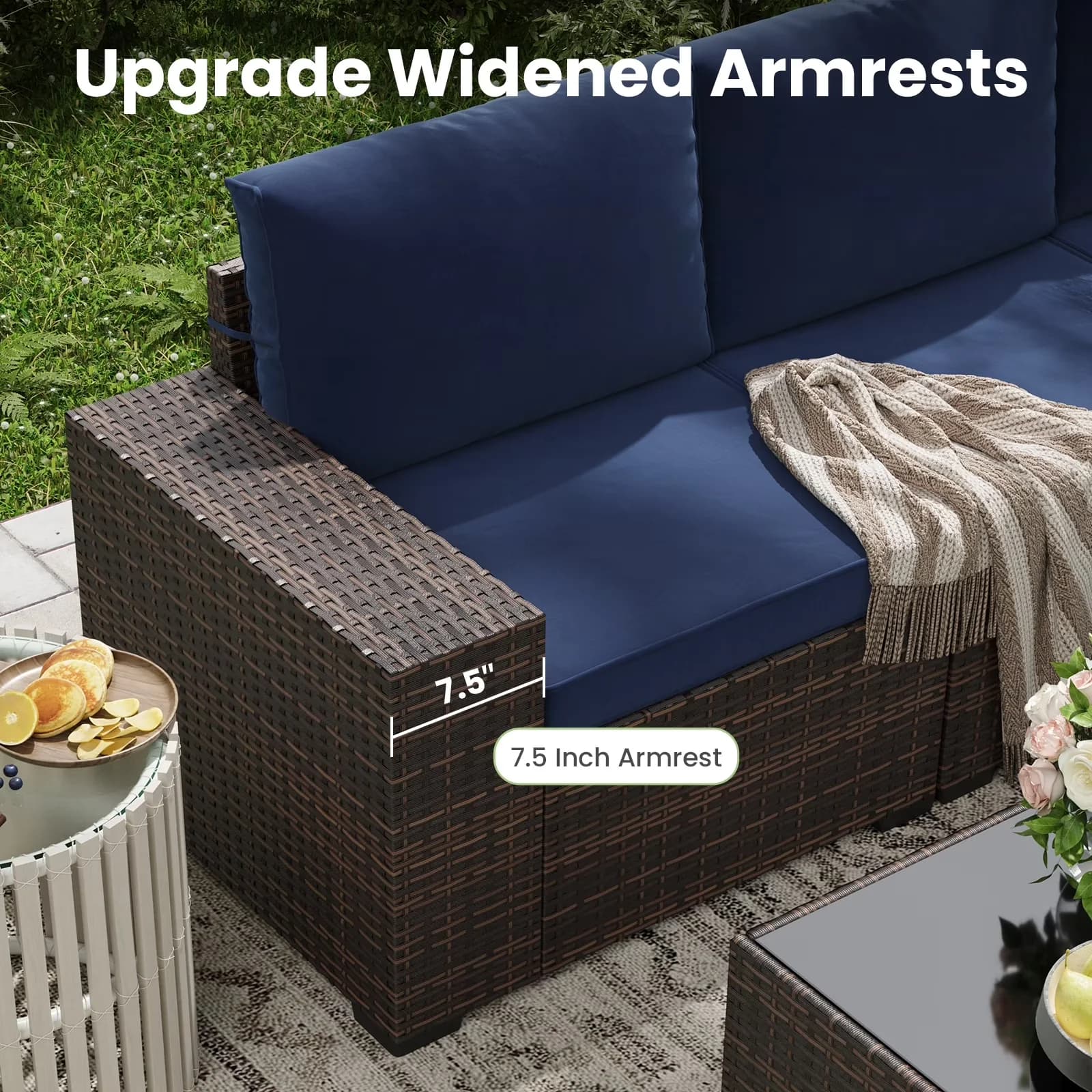 Reliable Patio Conversation Set with Art Deco, Weather-Resistant - Rattan Blue Model 82AE11