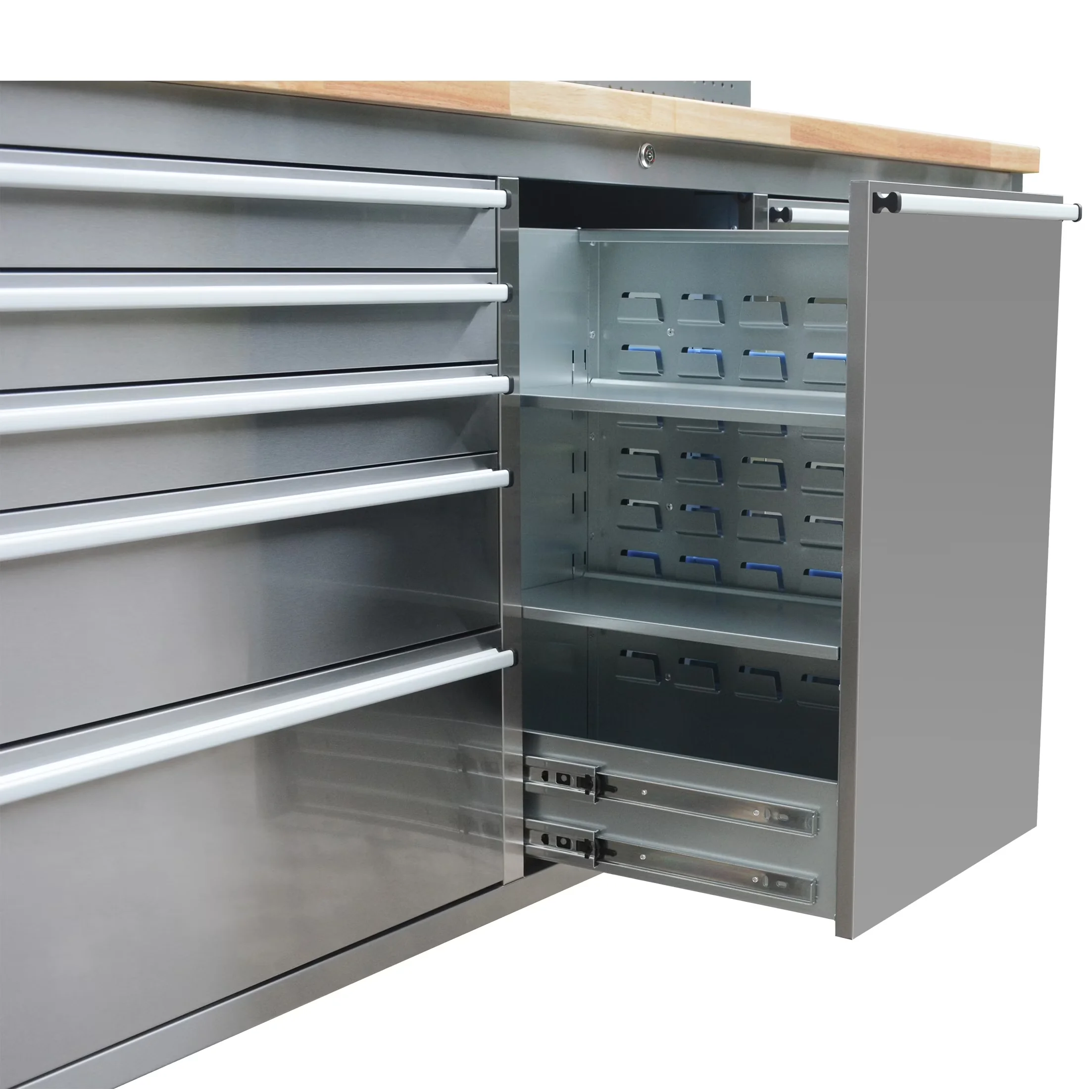 Professional Toolstorage with Tool Organizer, Rolling, Storage - Silver Stainless Steel for Garage Model F7A610