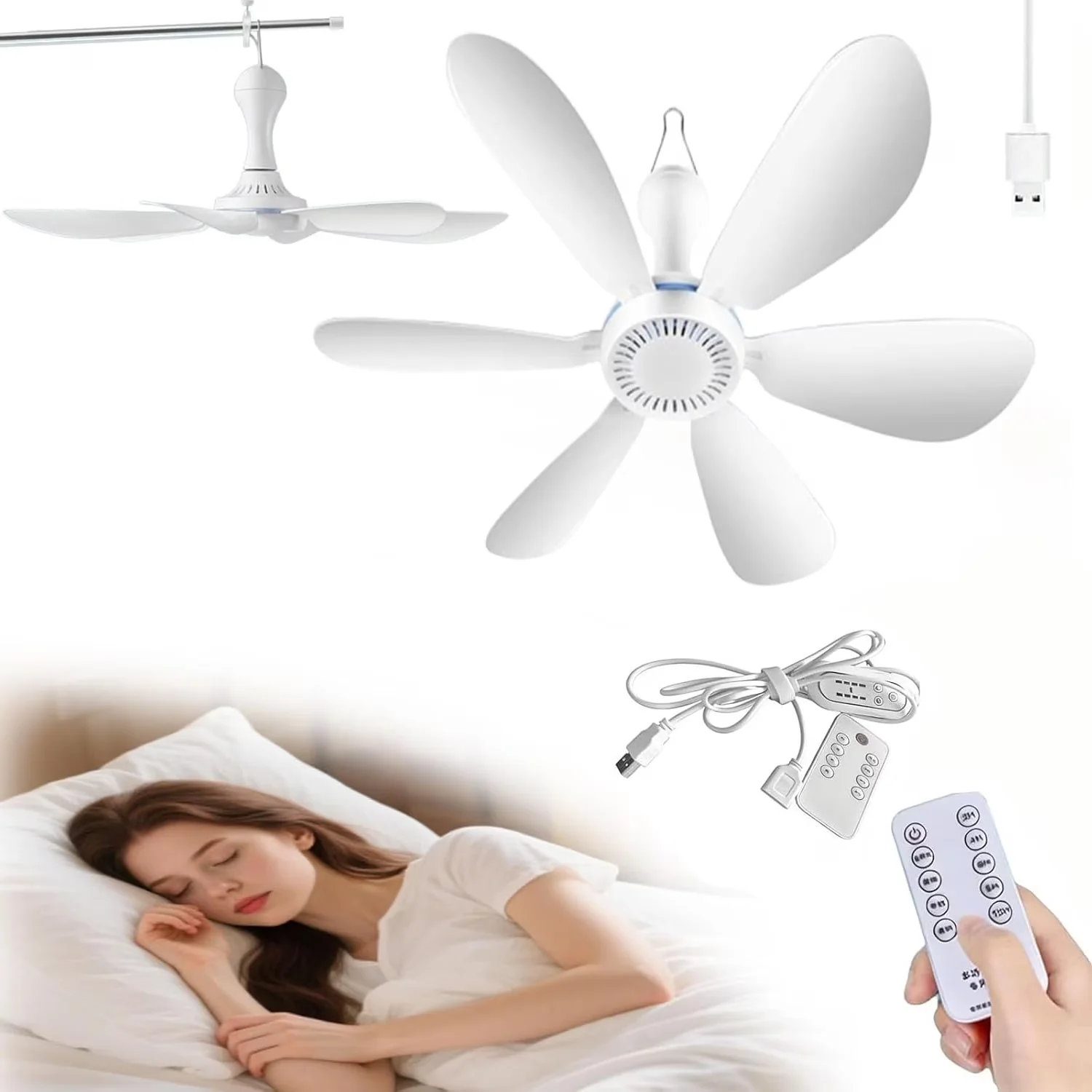 Versatile Ceiling Fan with Remote Controlled, Remote - White for Camping, Rv Model 0CE811
