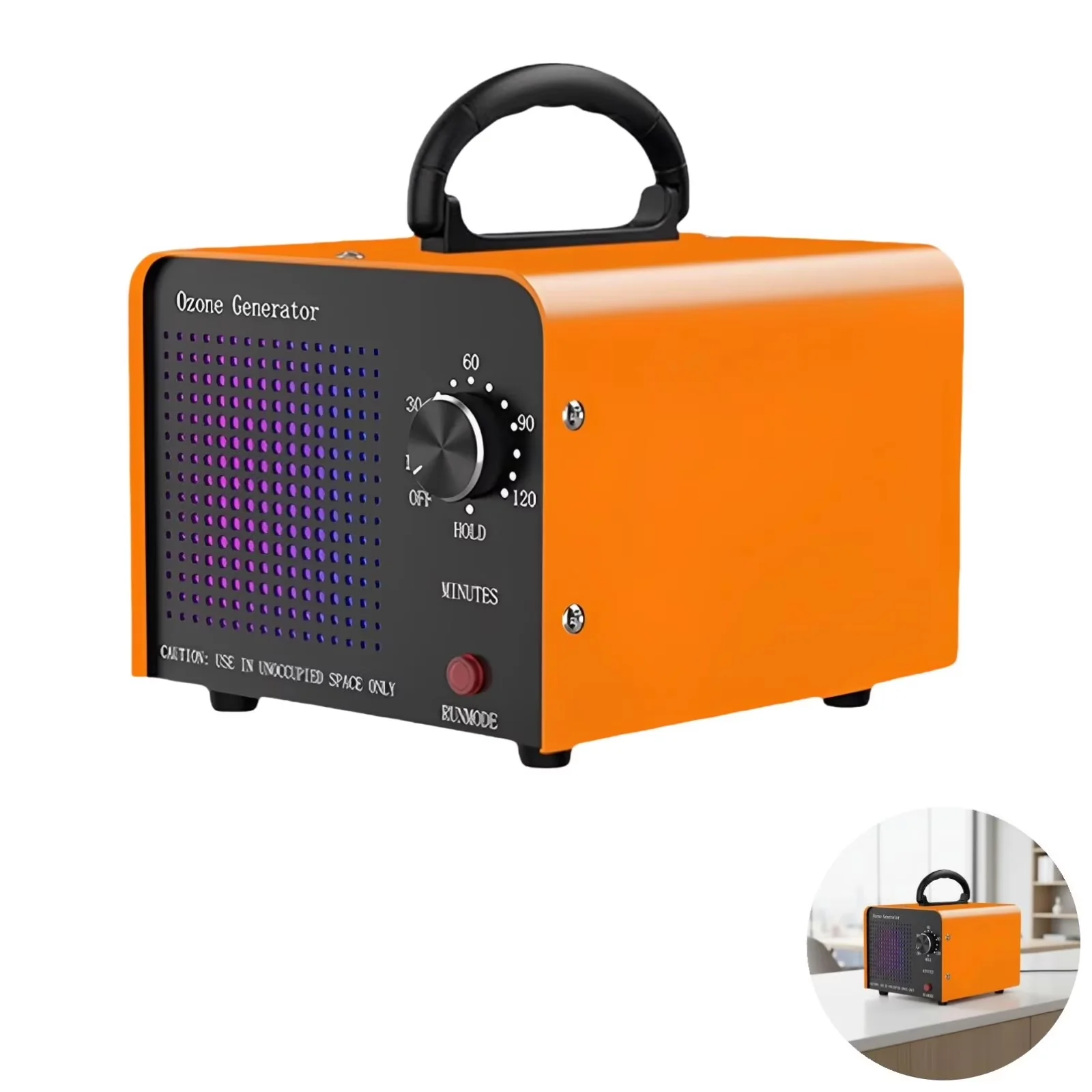 Air Purifier Versatile with Automatic Shut-Off, 2.1 oz / 60 g Trioxygen Generator - Orange for Home, Car Model A171C2