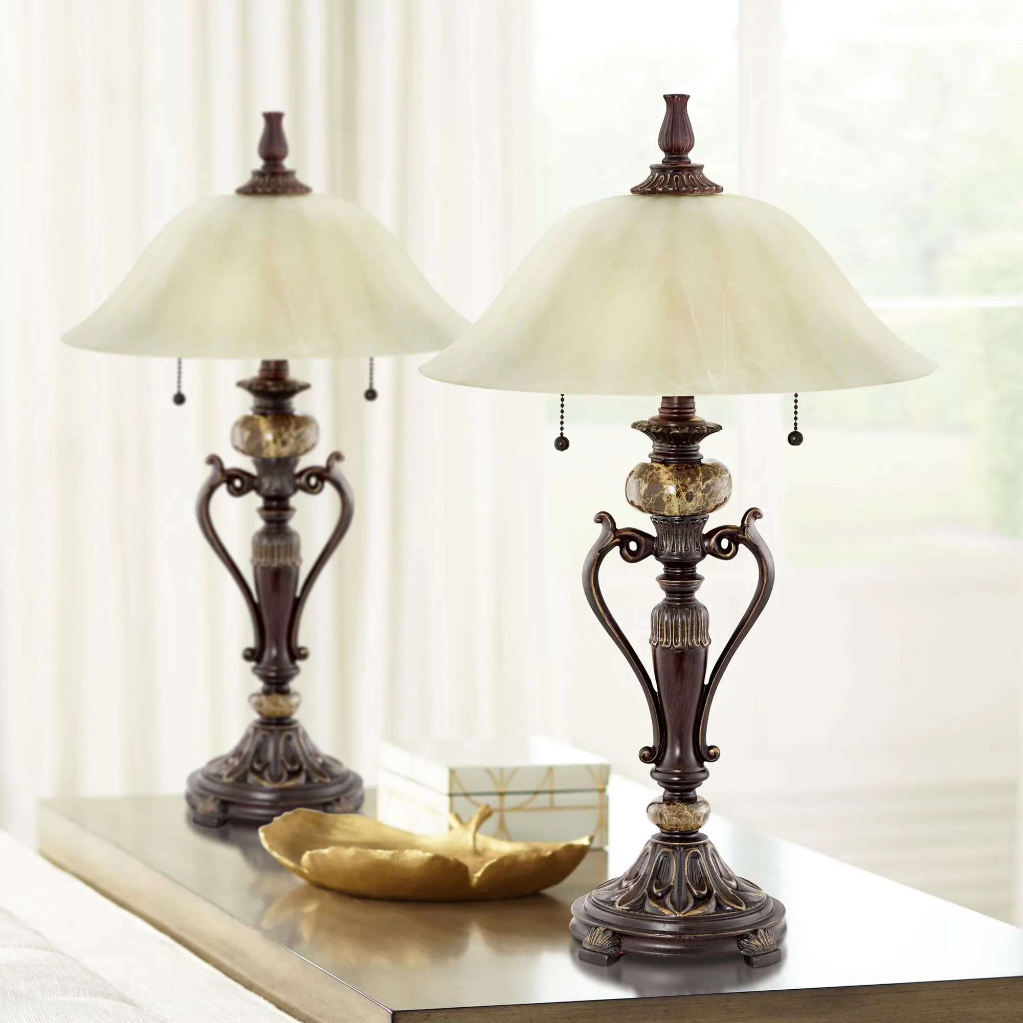 Table Lamp Essential with LED, Traditional - Metal Brown - Rustic Charm Model 4CFF46