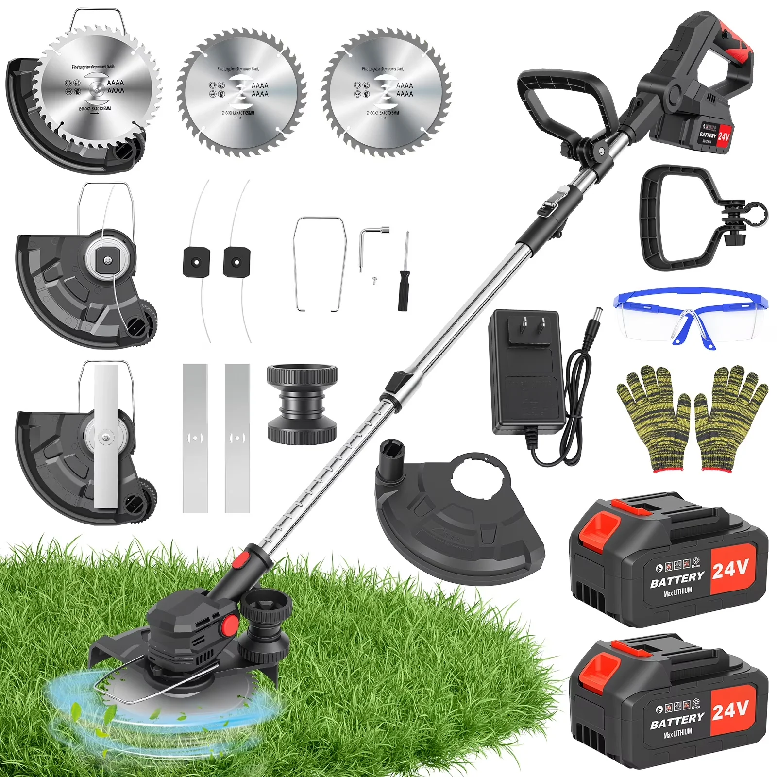 String Trimmer Efficient with Battery, 24V, 4.0Ah Cordless Weed Wacker - Model 4A494B