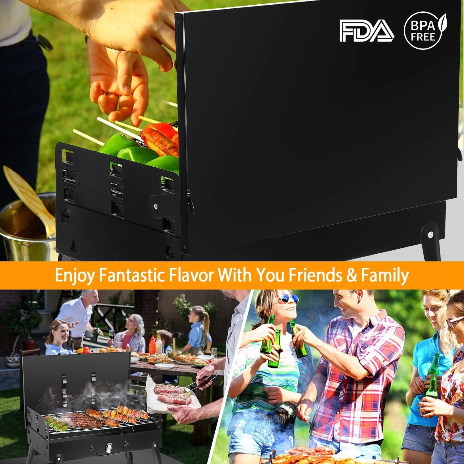 Stylish Flat Top Grill with Portable, Quick-Heat Lid - Iron, Chrome And Processing Electrophoresis Surface Black Model 618863
