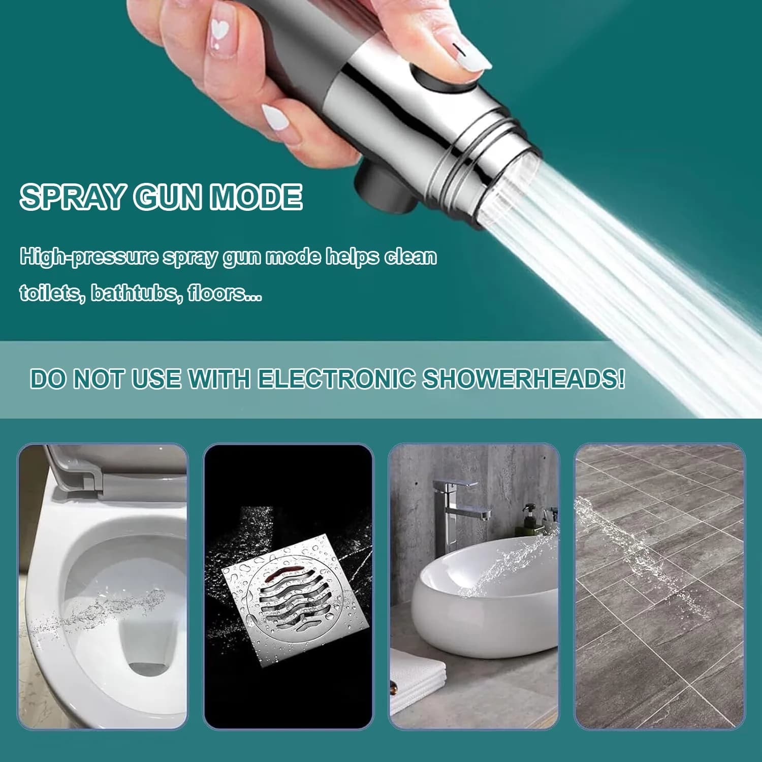 Versatile Shower Head with Detachable, Adjustable, Ion Drops - Gray - Standard Series Model DD94F2