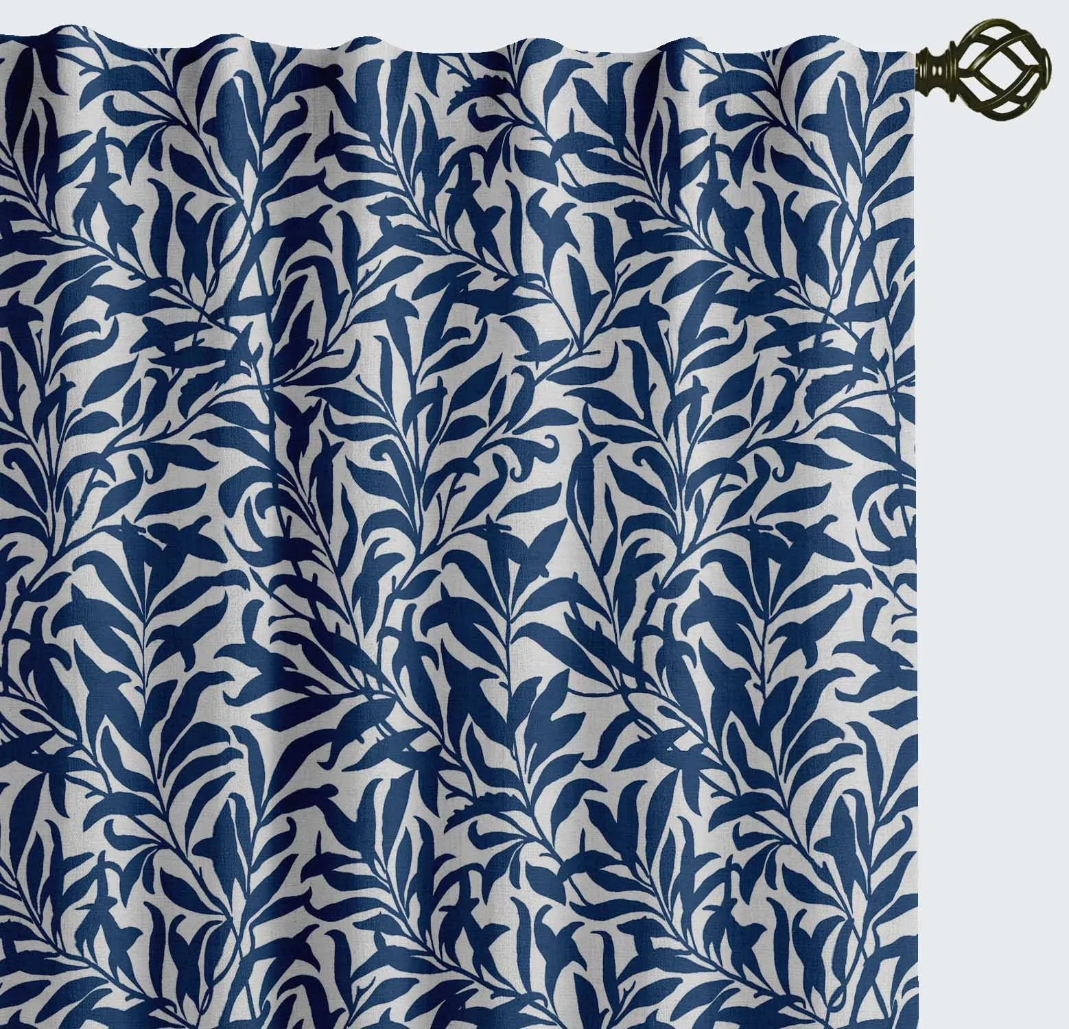 Durable Ceiling Lights Fixture with Cotton Curtains - White & Dusty Blue Cotton Model ED4682