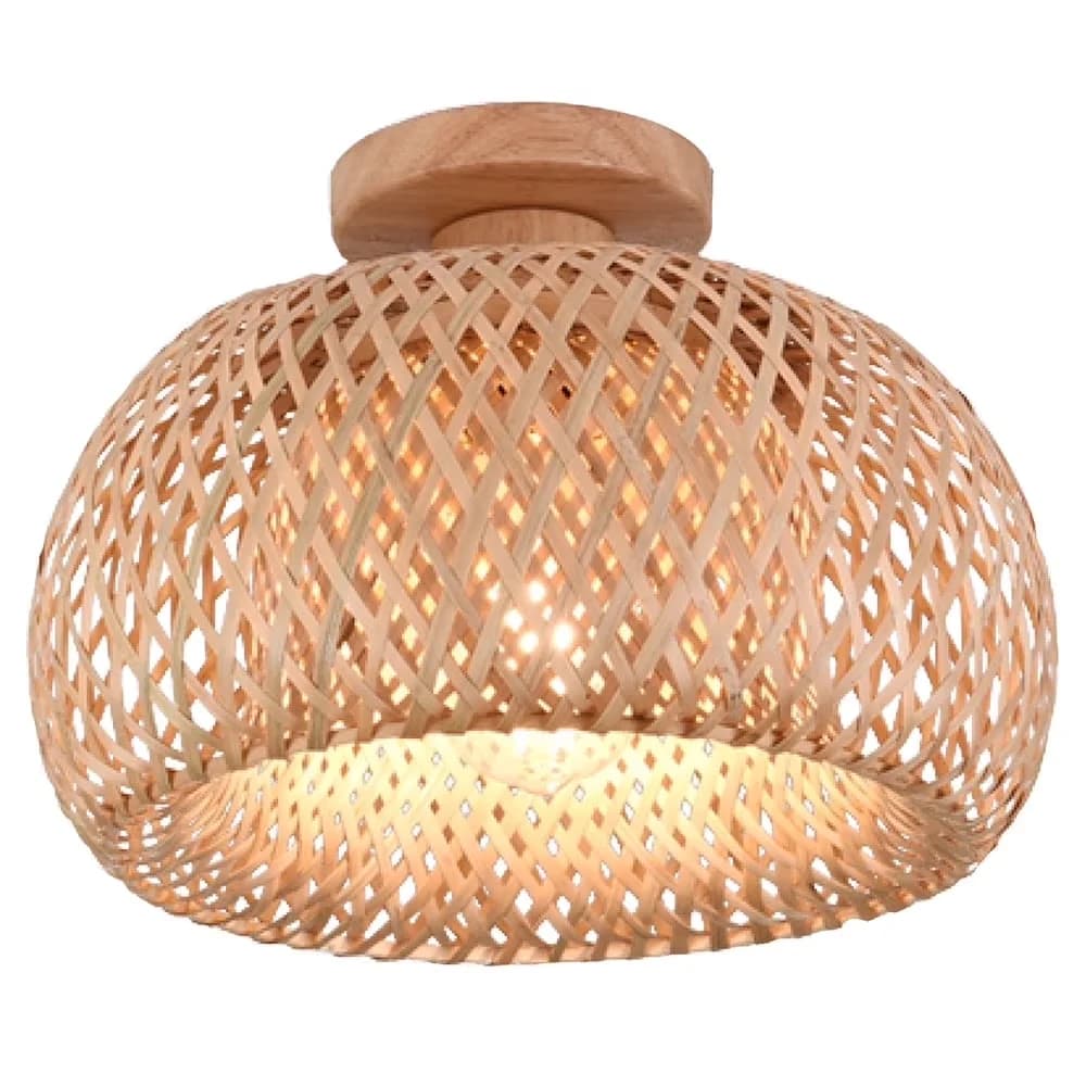 Premium Ceiling Lights Fixture with LED, Dimmable, Farmhouse - Rattan Brown Model 4CAA5E