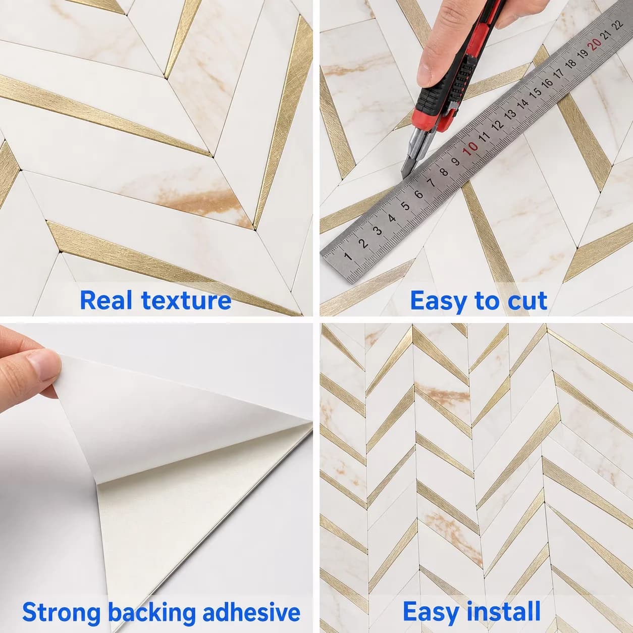 Essential Wallpaper with Easy To Clean, Durable - Gold Plastic for Kitchen, Bathroom Model 3B00FD