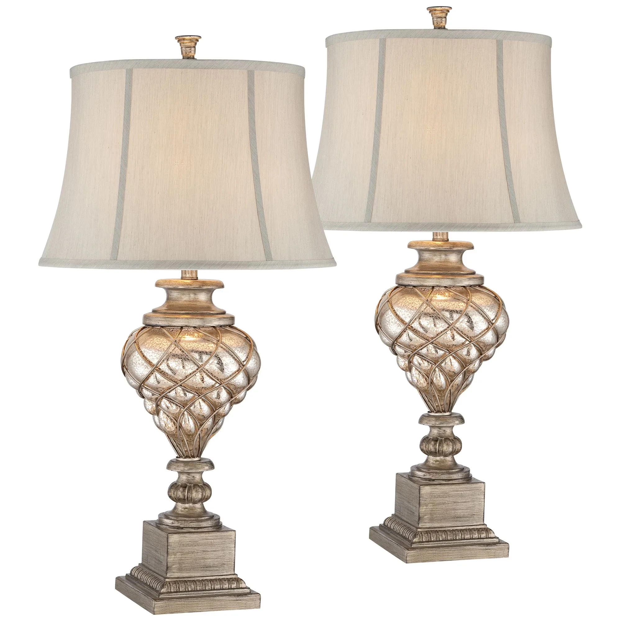 Lamp Set Innovative with LED - Mercury Glass Silver 3/4 - Long-Lasting Performance Model 9BFA60