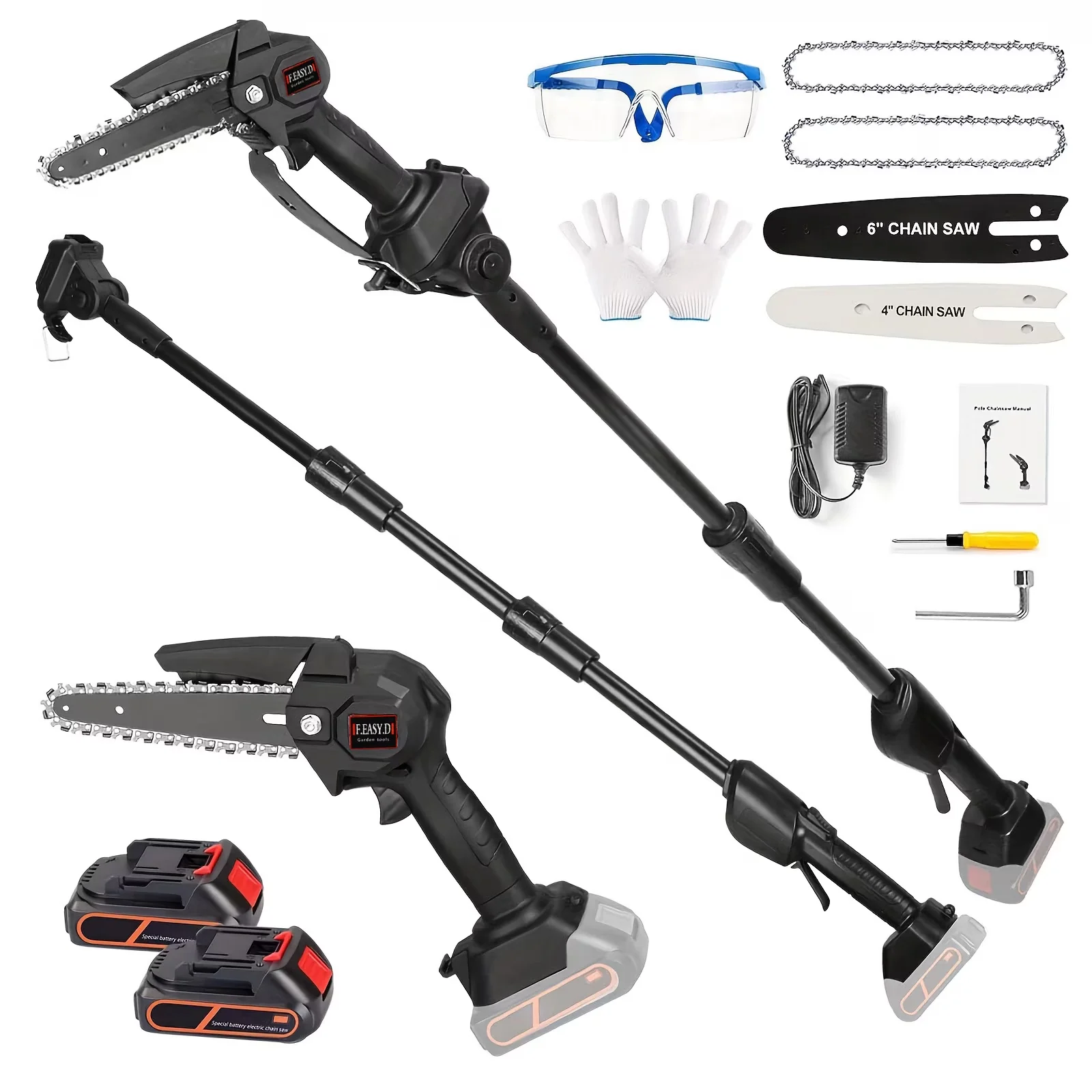 Sleek Pole Saw with Battery, 24V, Telescoping - Black for Multiple Applications Model 355DD5