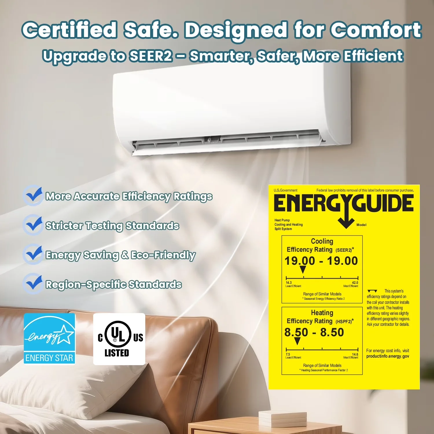 Sleek Air Conditioner with 12000 BTU, 115V, 19 SEER2 115V Split ac unit - Model 4DD148