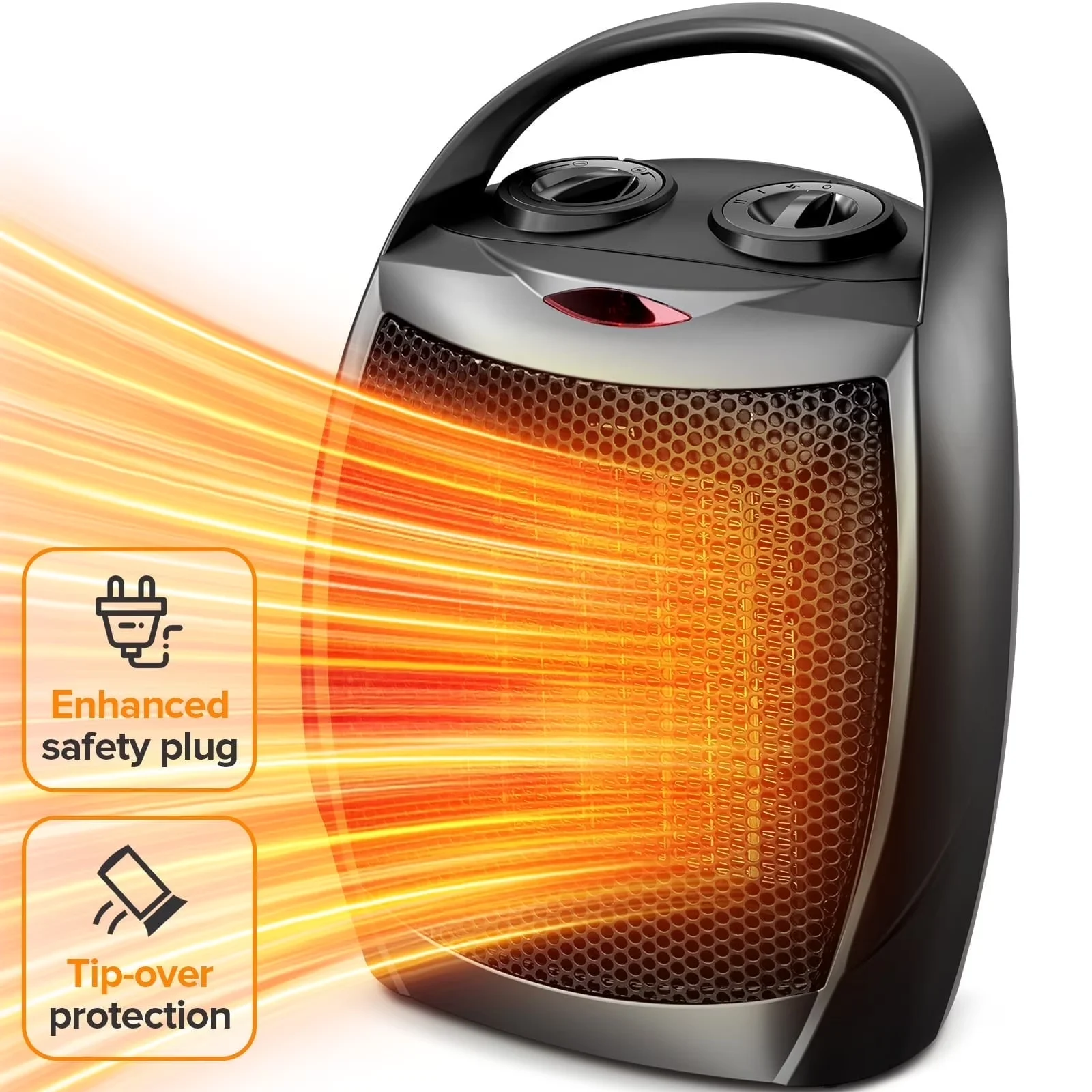 Portable And Electric Space Heater Quality with 950W, Adjustable, Compact 950W/1500W - Model 87A4AA