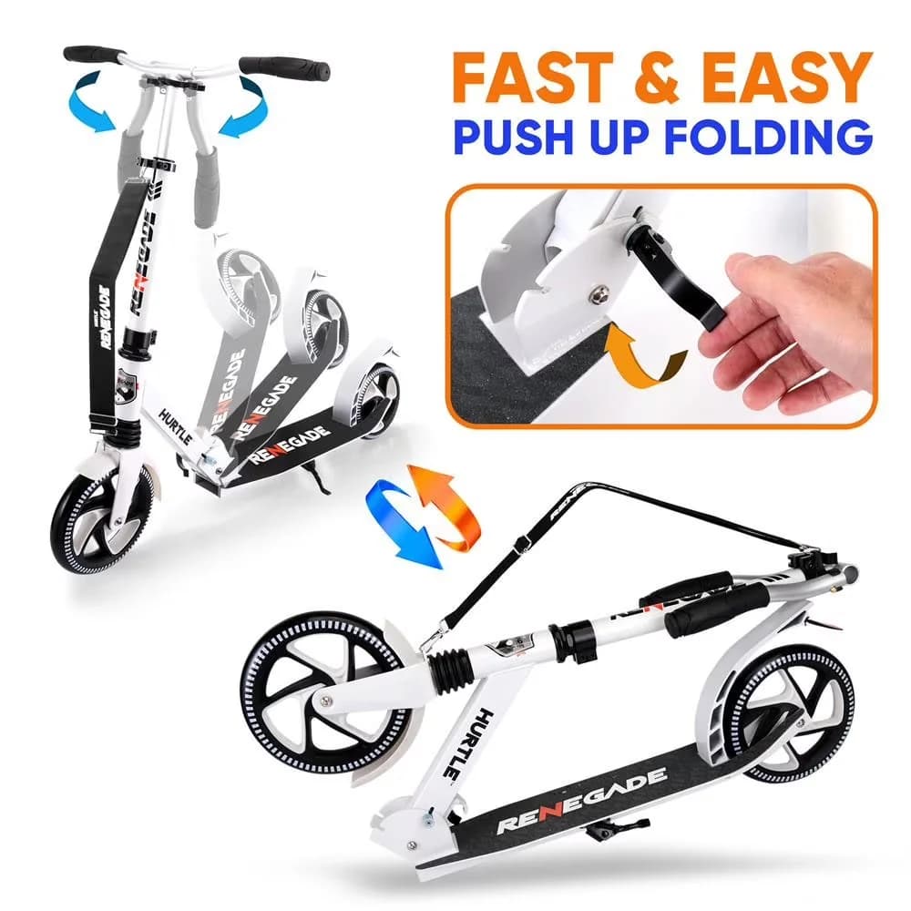 Classic Scooter with Lightweight, White - White Alloy Steel Renegade - Reliable Performance Model F2C7F8