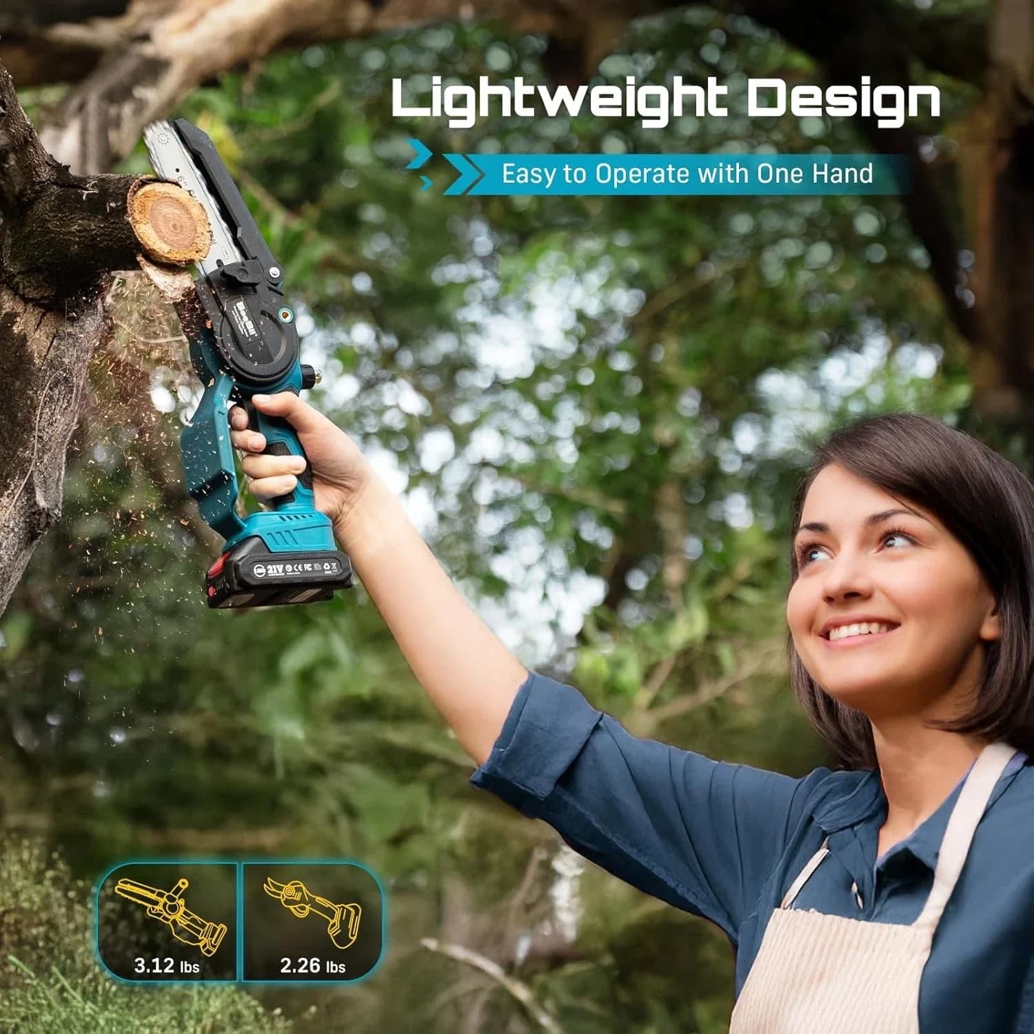 Modern Chainsaw with Battery, Automatic Chain Oiler, 2×2.0Ah Batteries - Model 264314