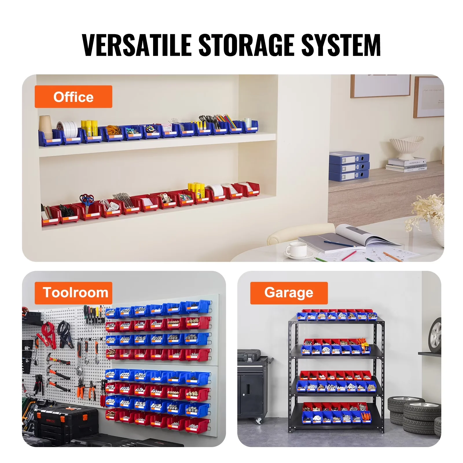 Innovative Garage Storage Supply with Stackable, Stackable and Hanging Bins - Pp Plastic Blue for Kitchen, Office Model DC24C9