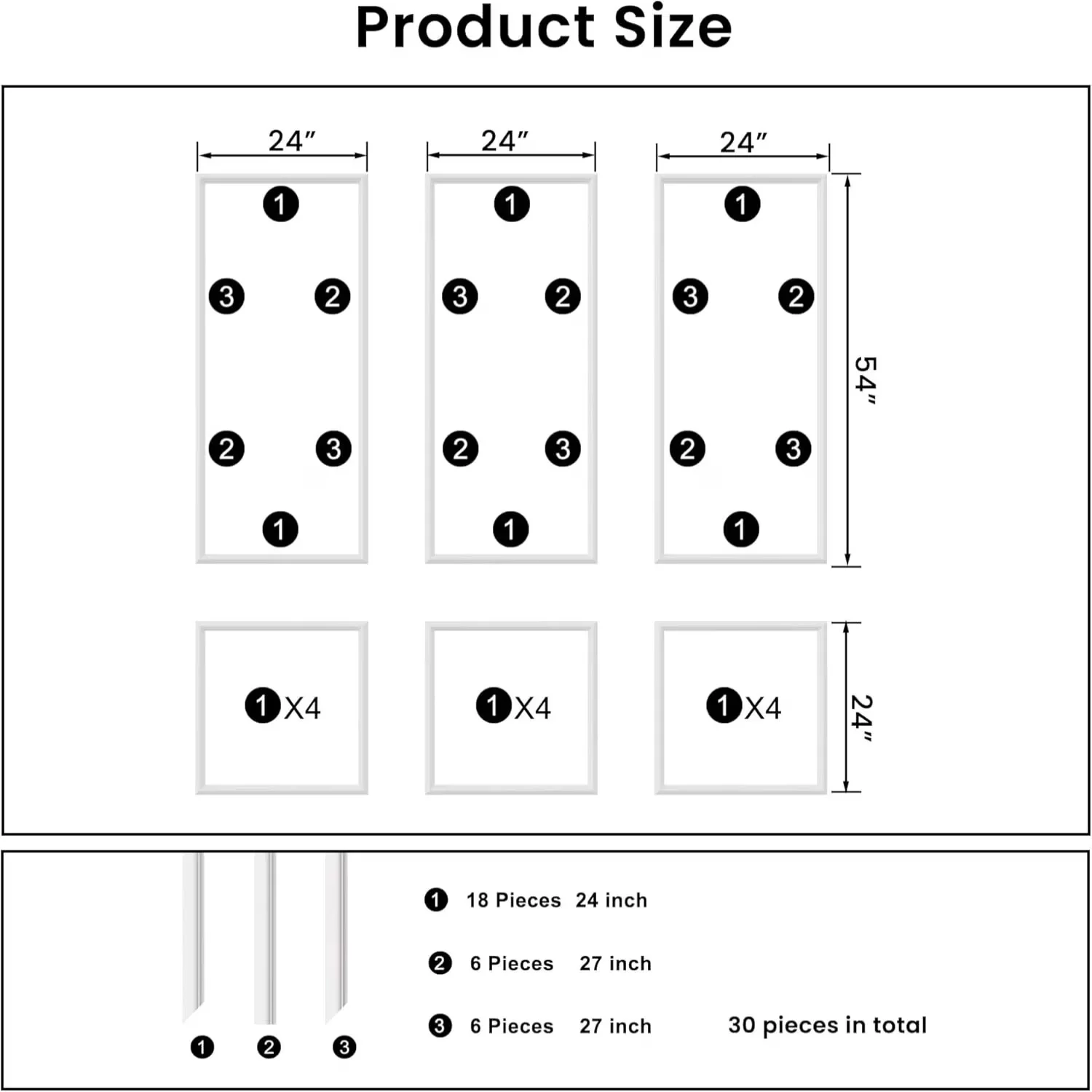Modern Wallpaper Wall Decals Wall Covering with Key Features - White 29.2"x7.9"x5.3" Model 6C2B51